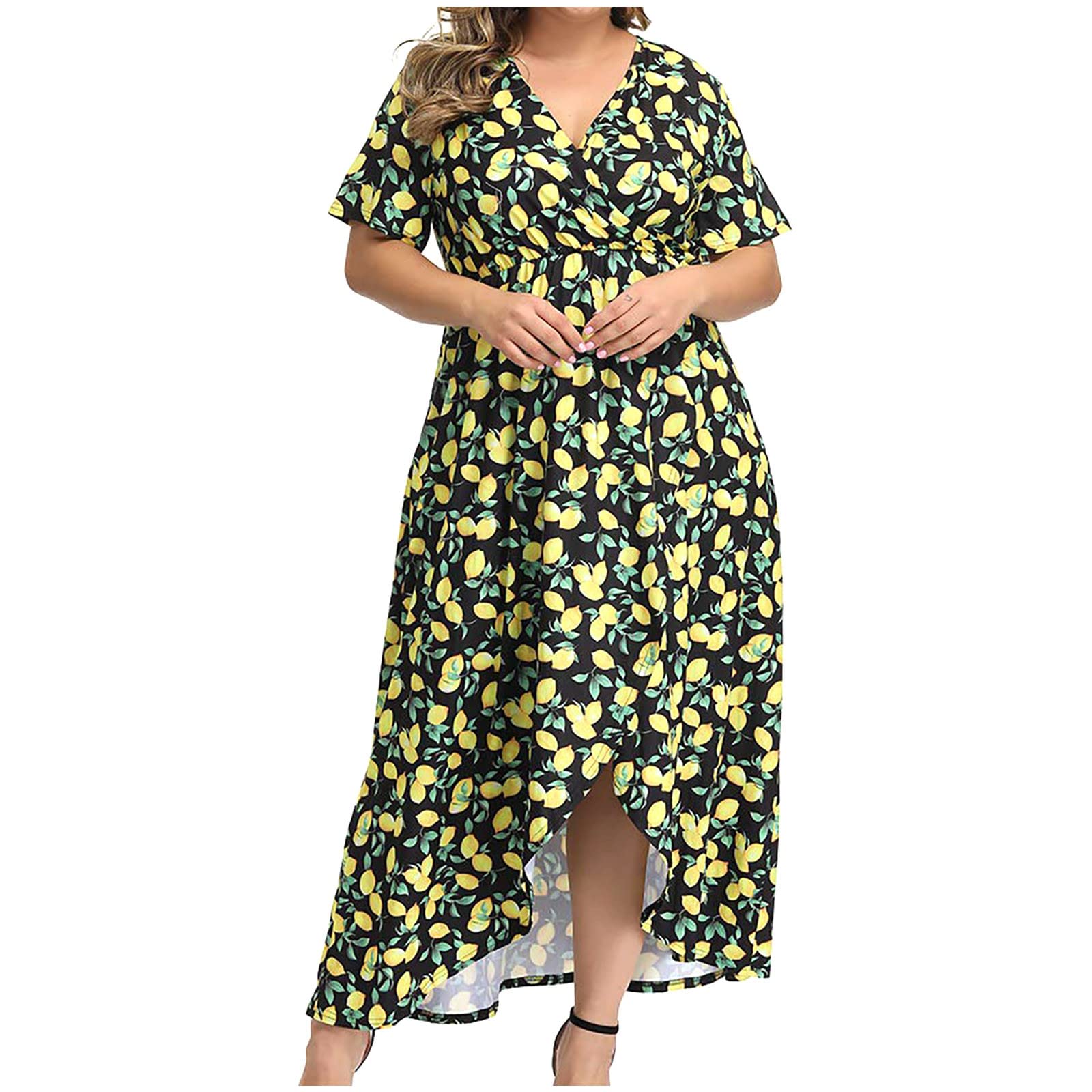 2022 Women's Summer Maxi Dress - Plus Size Floral Boho Beach Dress with Lace Up, Long Sundress for Vacation & Outdoor Parties | Perfect for Beach, Pool, and Casual Outings