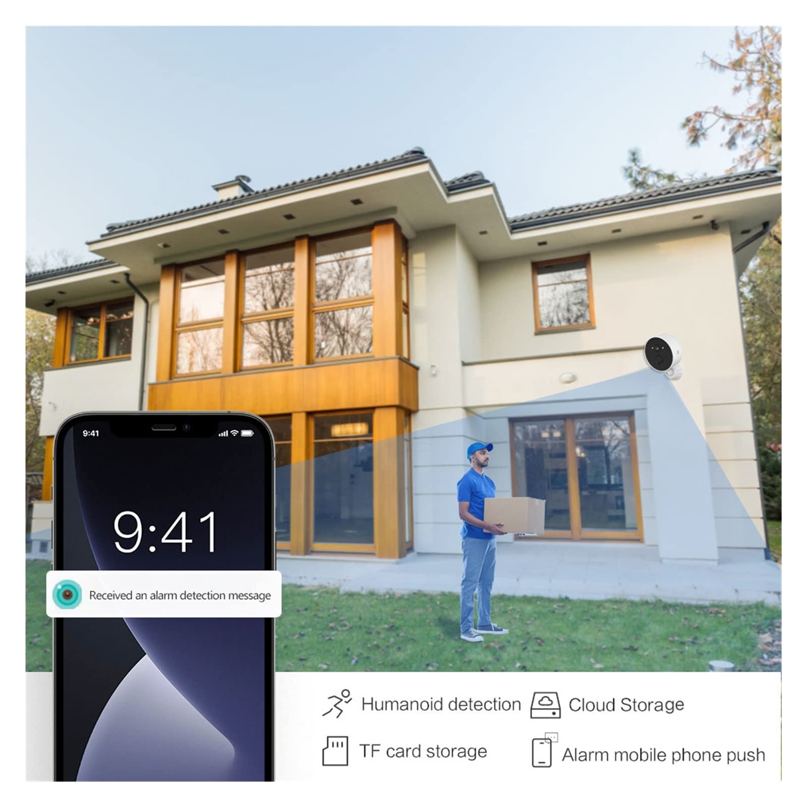 MZZYG Solar Security Camera - 1080P HD WiFi Outdoor Wireless Camera with Built-in Battery, Night Vision, 2-Way Audio - Home Surveillance, Baby Monitor, Pet Camera for Indoor/Outdoor Use