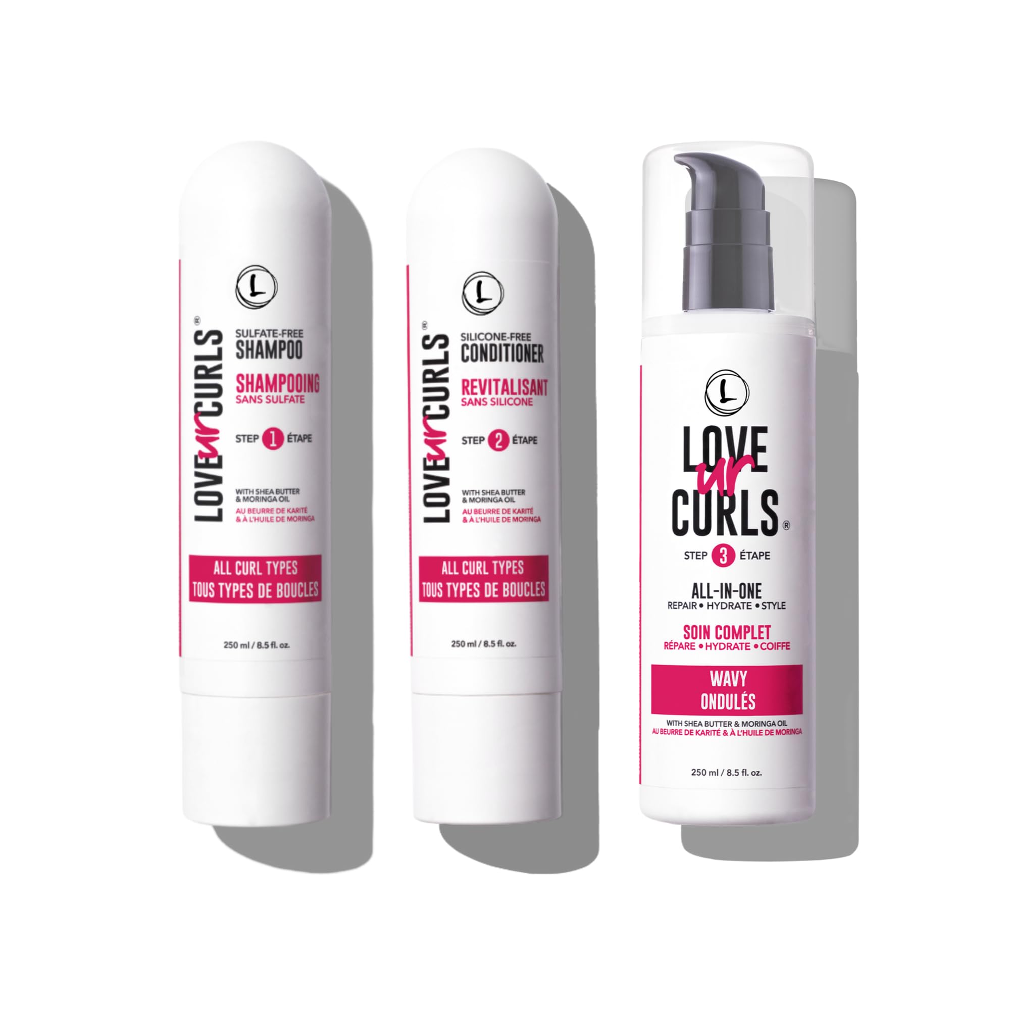 Love Ur Curls - 3 Step Repair & Moisturizing Shampoo, Conditioner & Curl Cream Styler Set for Wavy Hair | Hydrating Hair Care System for Defined Curls & Frizz Control | Perfect for Daily Use & Salon-Quality Styling at Home