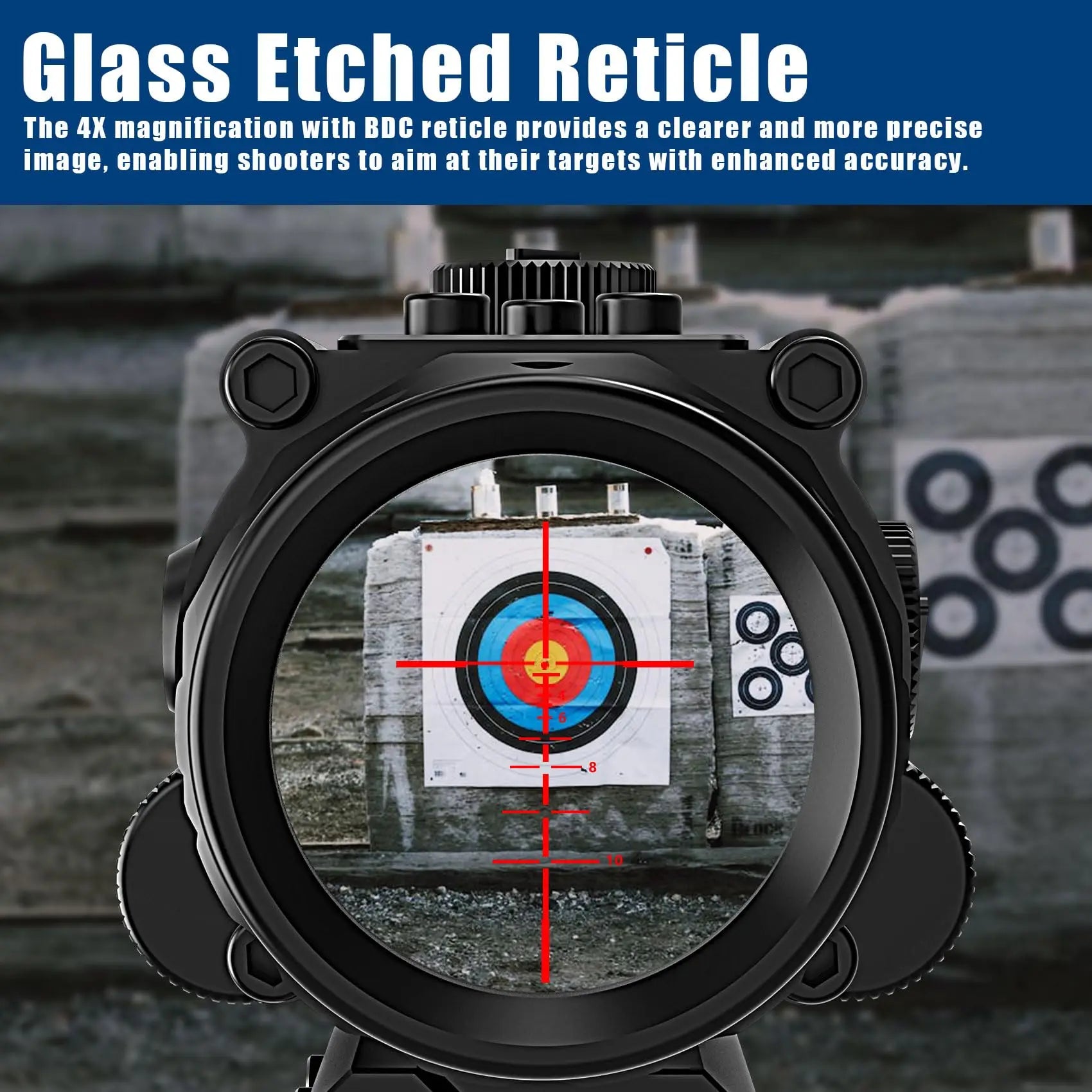 4X32 Prism Optics Rifle Scope with Red Laser - Glass Etched Reticle, 4X Magnification - Fits 20mm Free Mounts - Perfect for Hunting, Shooting & Tactical Use