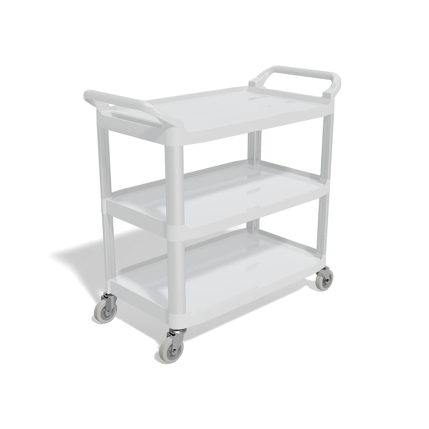 Staples 810832 3-Tier Rolling Utility Cart - Gray Plastic Shelving Unit with Wheels for Home, Office, Kitchen, or Garage Storage Organization