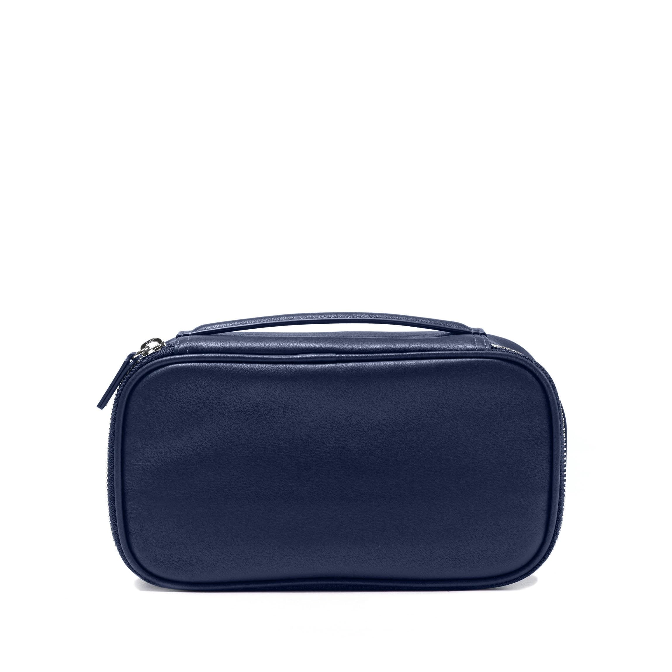 Leatherology Navy Blue Nested Travel Organizer Trio Set - Premium Leather Toiletry Bag, Jewelry Case & Cosmetic Pouch for Women & Men - Perfect for Air Travel, Business Trips & Weekend Getaways