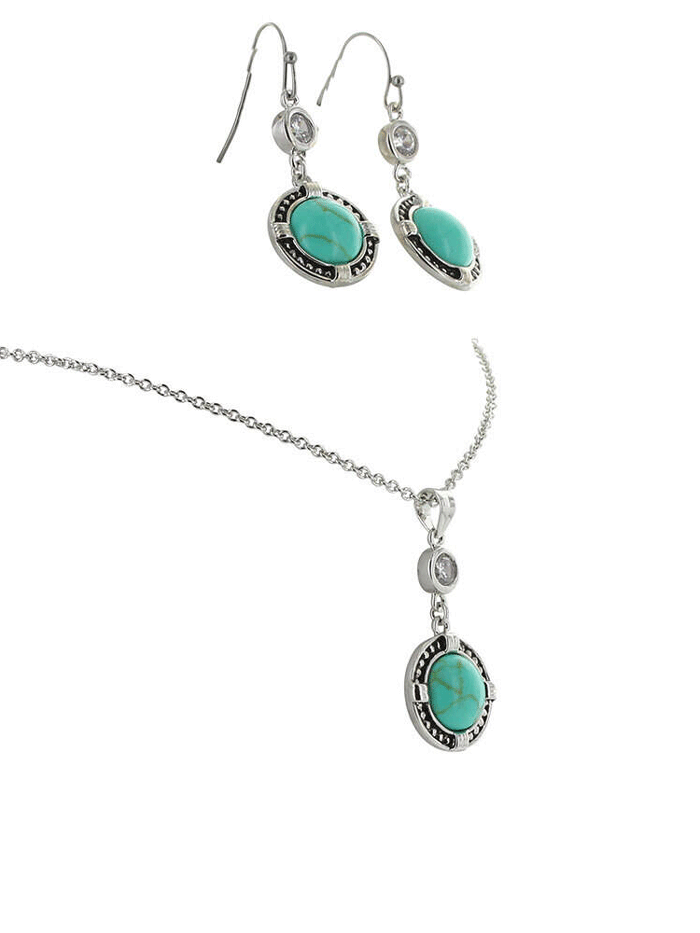 Montana Silversmiths JS3218 Women's True North Turquoise Jewelry Set - Sterling Silver Necklace & Earrings Set for Casual Wear, Gift Giving & Western Fashion