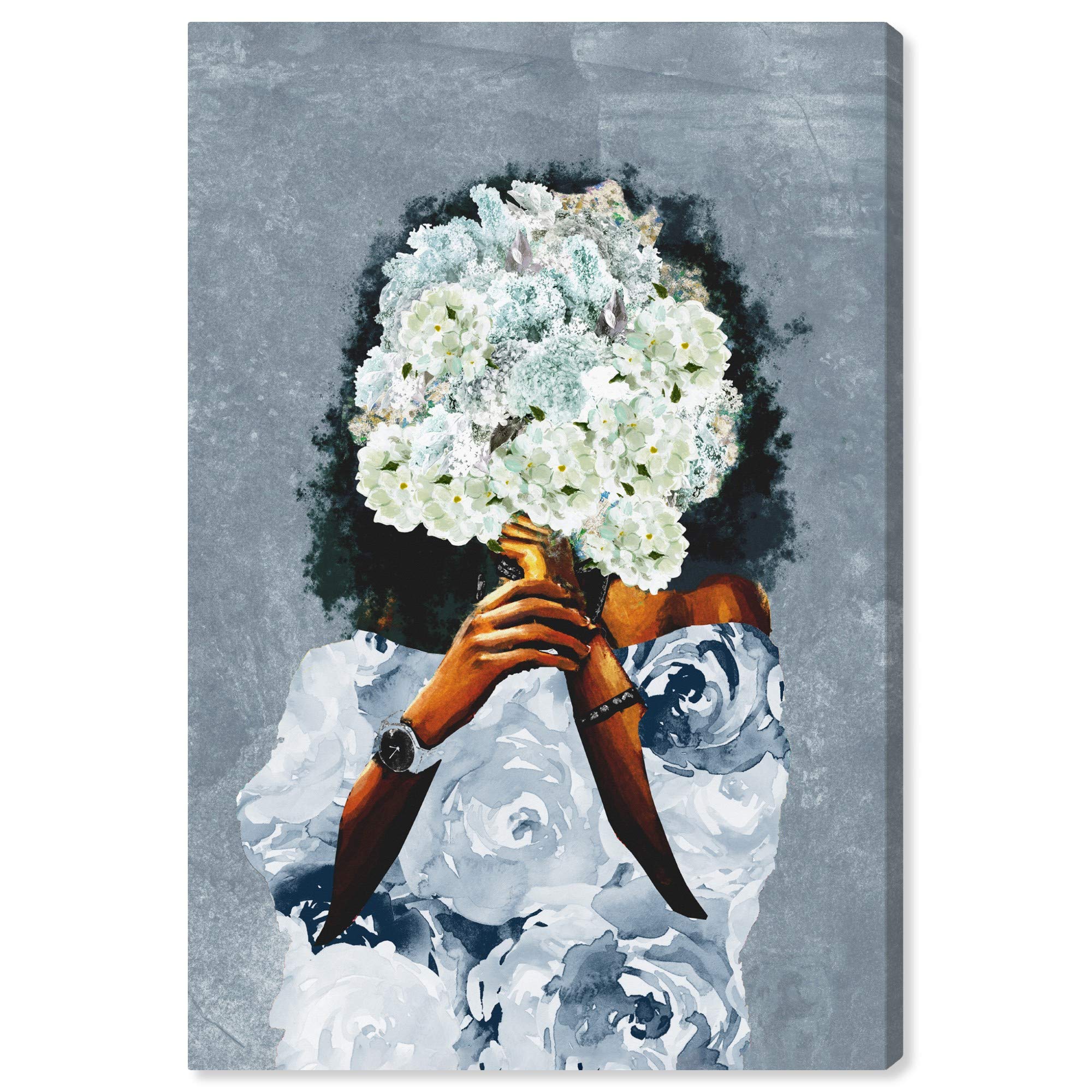 Wynwood Studio 'Garden in France Dusty' Fashion Wall Art Canvas Print - 24x36 Inches Blue & Brown Home Decor - Perfect for Living Room, Bedroom or Office Wall Decoration