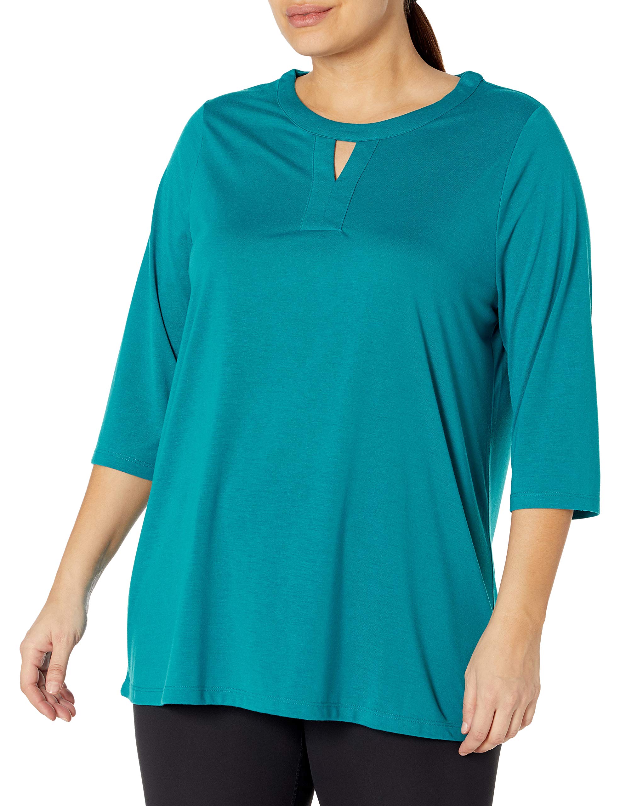 JUST MY SIZE Women's Plus Size Key Hole Tunic Top - Comfortable Flowy Blouse for Casual Wear, Office Outfits & Everyday Fashion