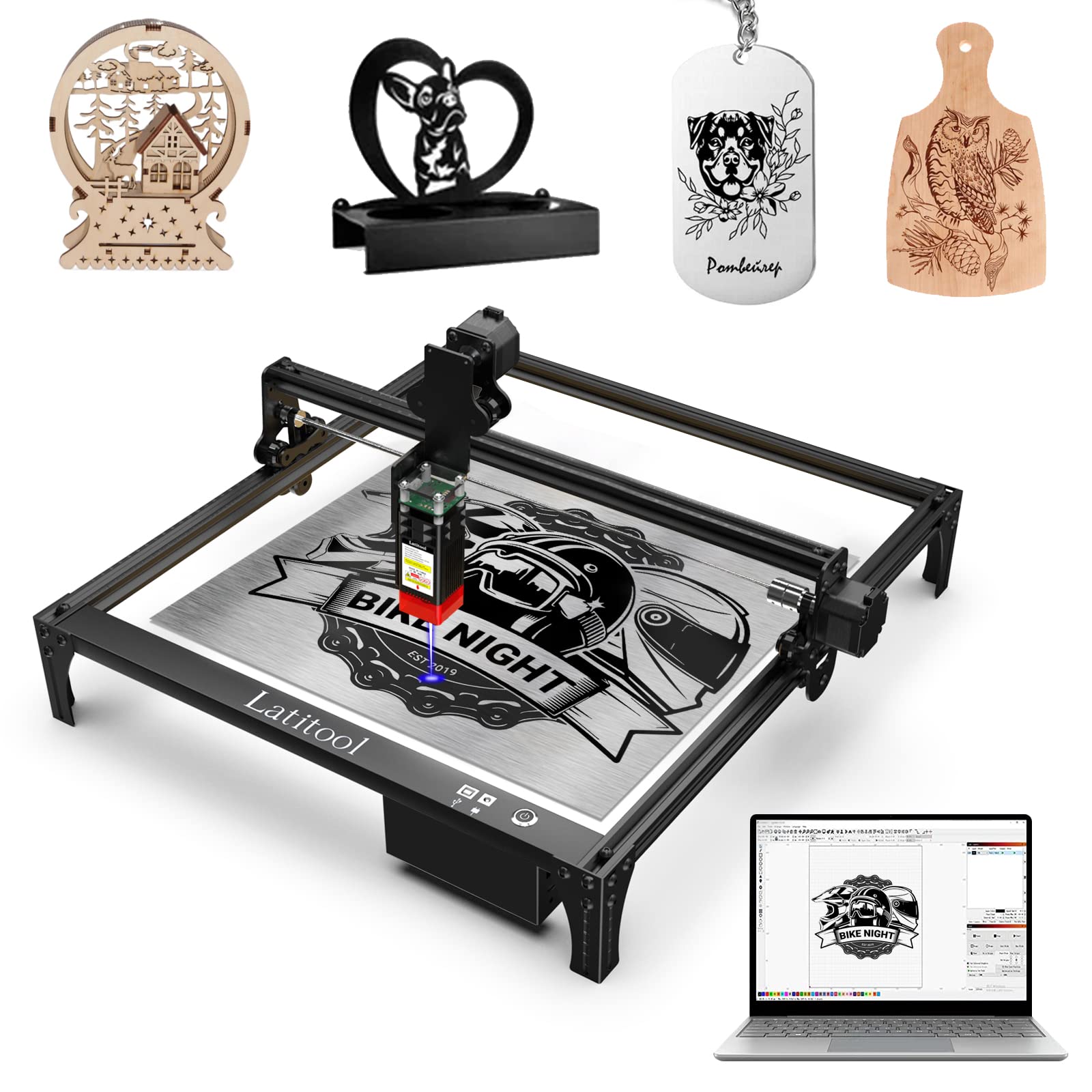 50W Laser Engraver Machine - High Precision Engraving & Cutting Tool for Metal, Wood, Leather, Glass - Perfect for DIY Crafts, Jewelry Making & Industrial Marking