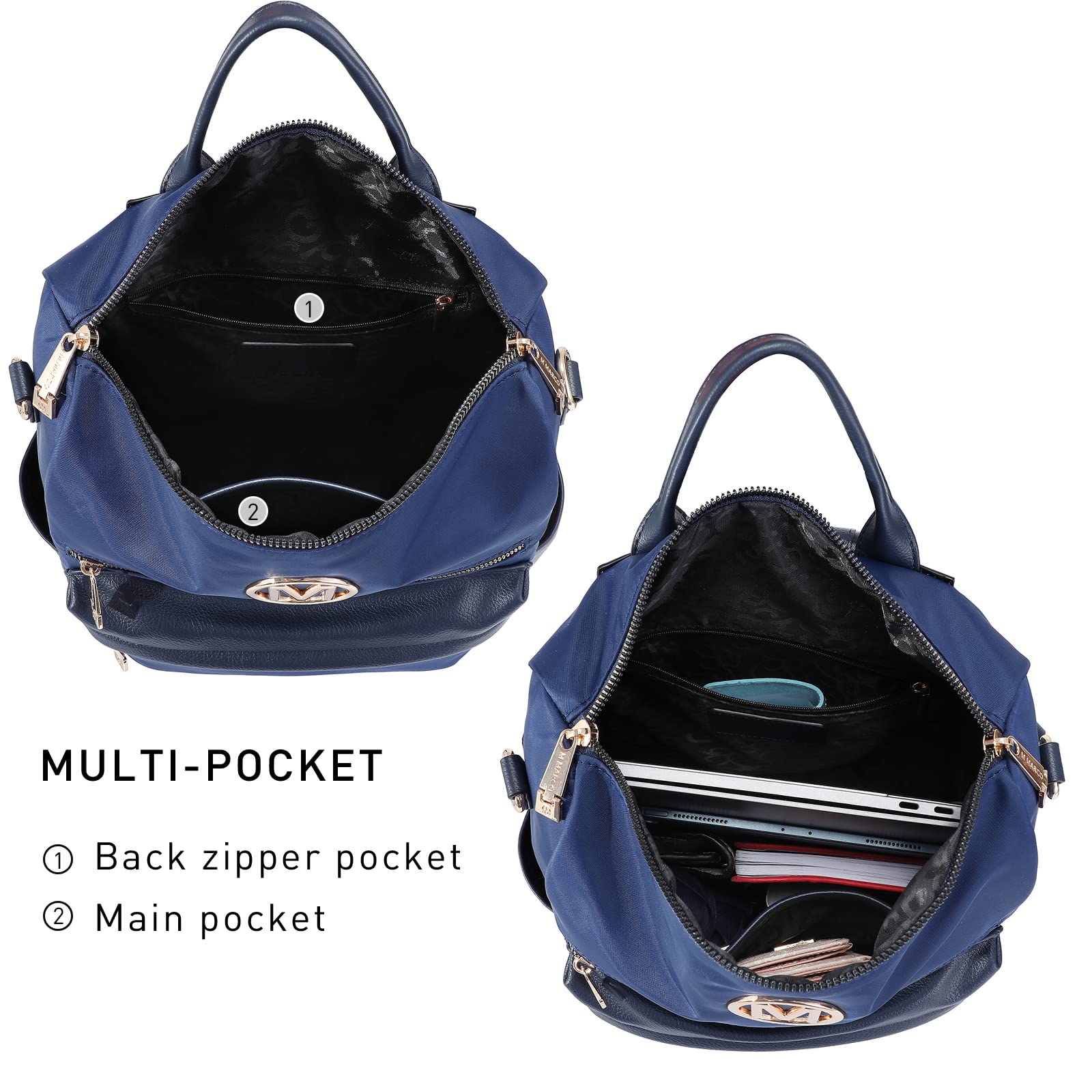 MKP COLLECTION Women's Convertible Nylon Backpack Purse - Large Designer Travel Rucksack & Shoulder Handbag Set (2PCS) for Work, School & Outdoor Adventures