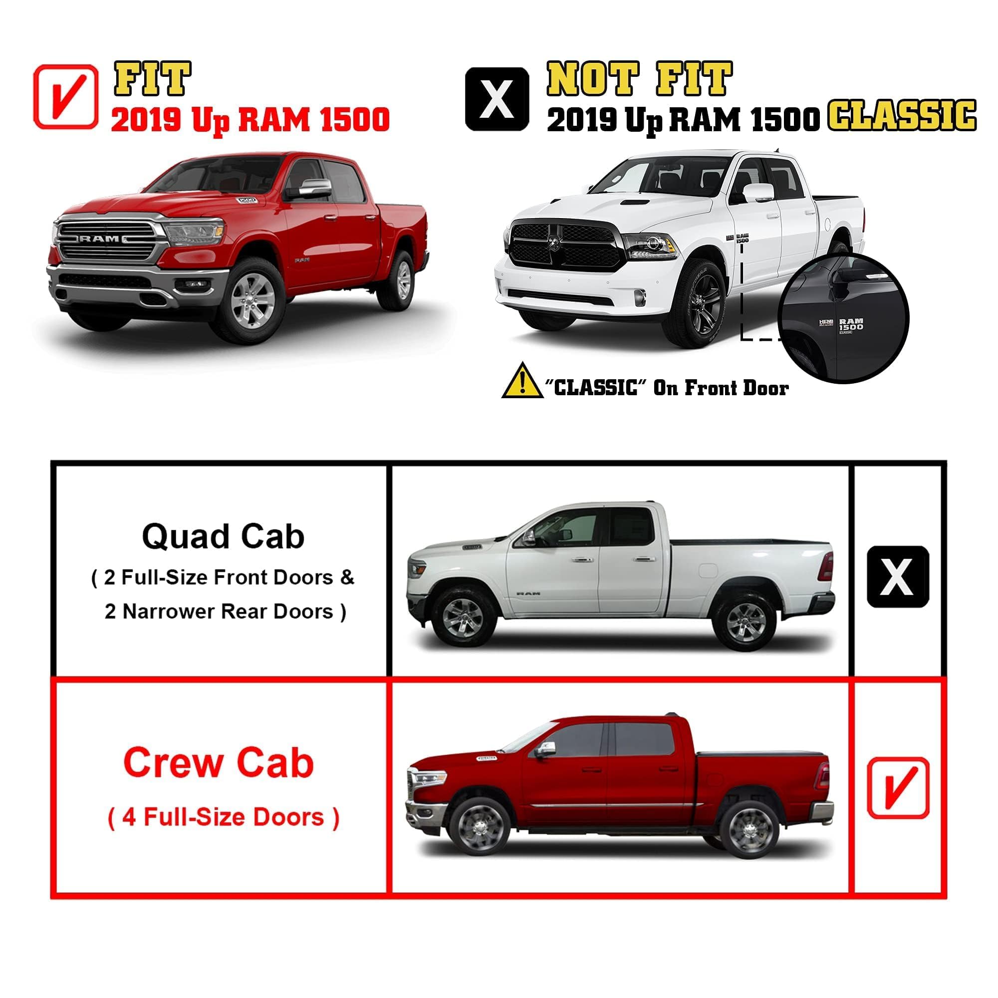 TAC Stainless Steel Side Steps & Nerf Bars for 2019-2025 RAM 1500 Crew Cab (Excludes Classic Models) - 3