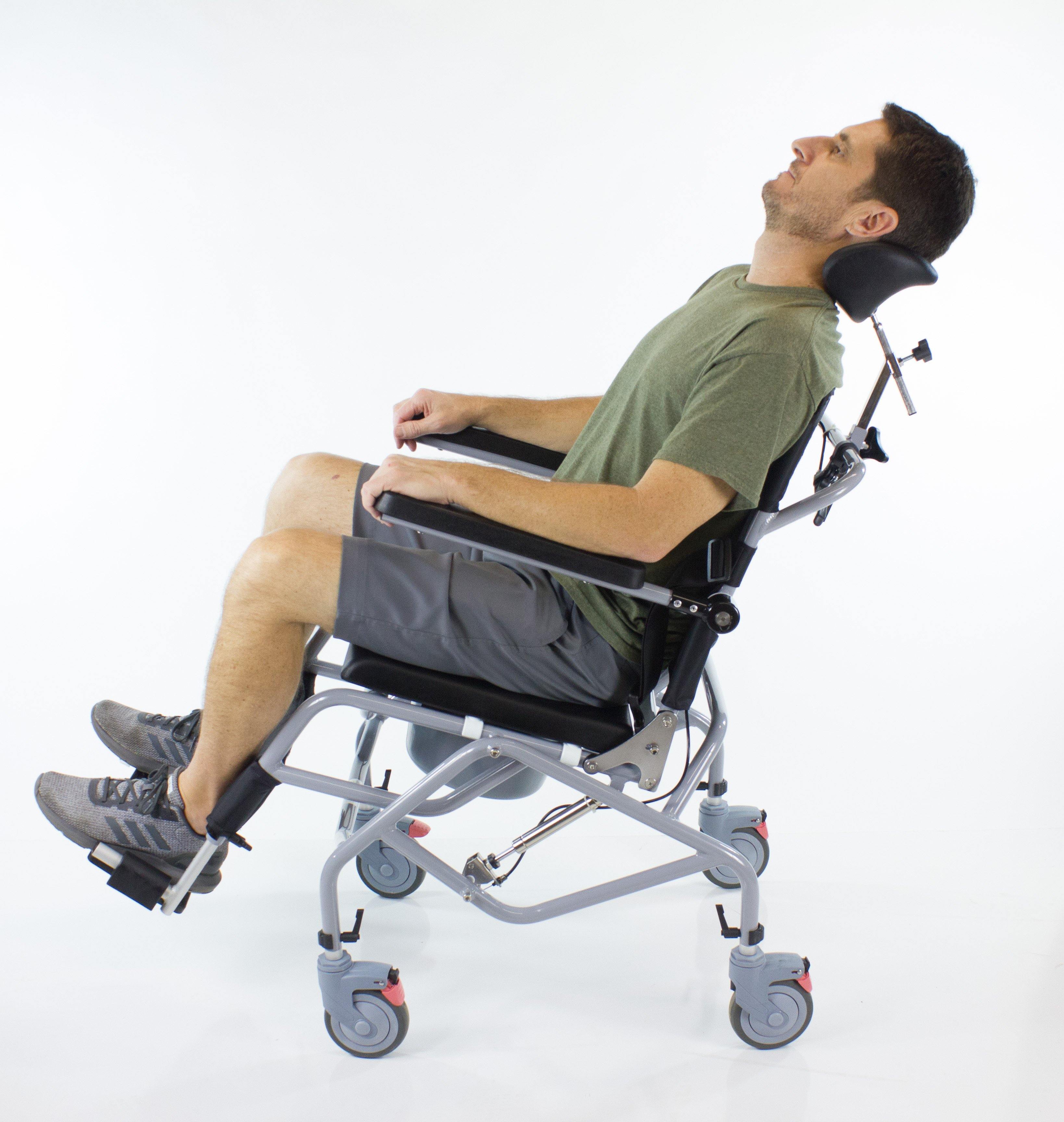 Professional Tilt In Space Reclining Shower Commode Chair with Padded Seat - Ideal for Elderly Care, Post-Surgery Recovery & Home Bathroom Safety