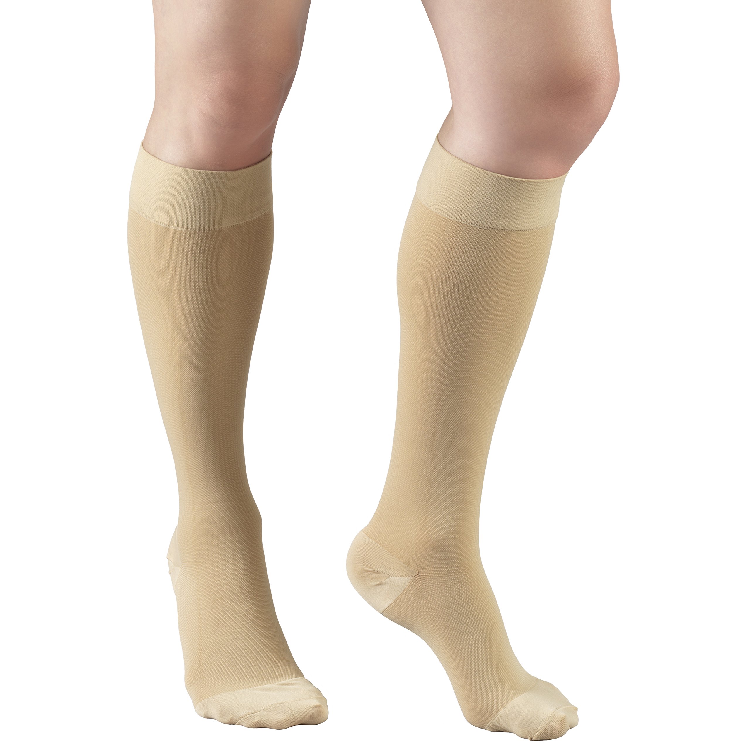 Truform 20-30 mmHg Compression Socks for Men & Women - Knee High Support Stockings with Closed Toe - Beige Small Size - Ideal for Circulation, Varicose Veins & Travel Comfort