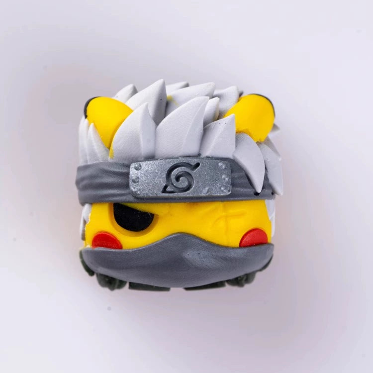 Custom Kakashi Pikachu Hybrid Keycaps - Translucent Multi-Color Resin Artisan Keycaps for Mechanical Keyboards | Perfect for Anime Fans & Gamers