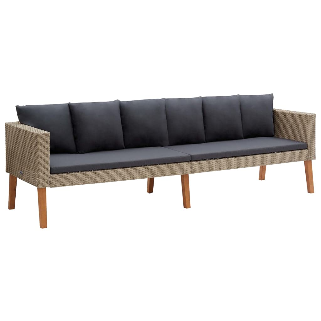 Outdoor Patio Furniture Set - 3-Piece Sectional Sofa with Cushions, Poly Rattan Beige - Perfect for Garden, Backyard, and Poolside Relaxation