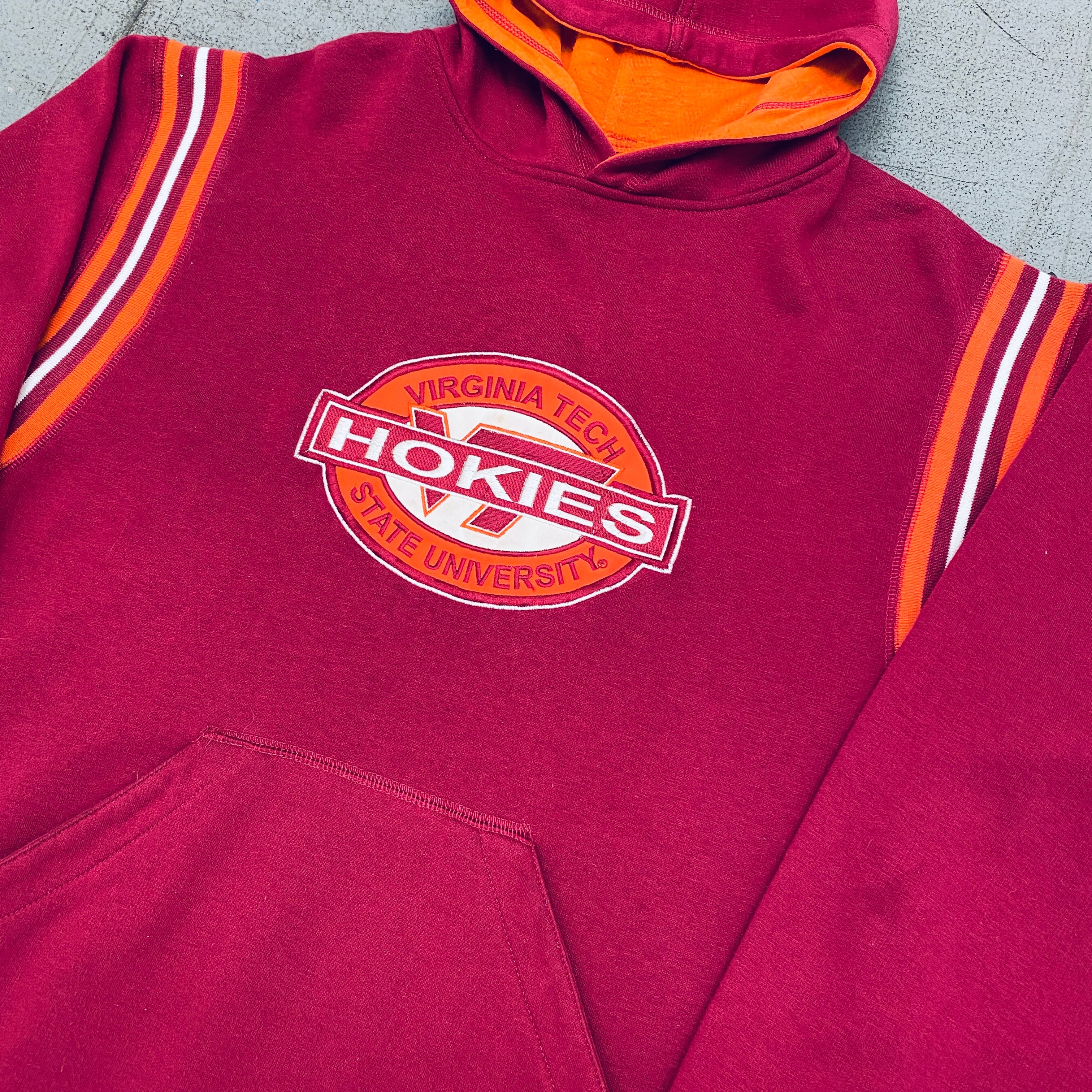 Virginia Tech Hokies 1990s Vintage Embroidered Spellout Starter Hoodie Sweatshirt - Men's Medium, Retro College Fan Apparel for Game Day & Casual Wear