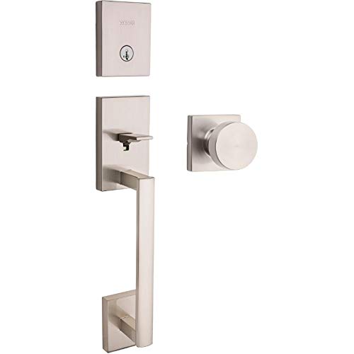 Premium Satin Nickel Smart Key Entrance Gripset - Secure & Stylish Door Handle for Home & Office - Ideal for Modern Houses, Apartments & Commercial Buildings