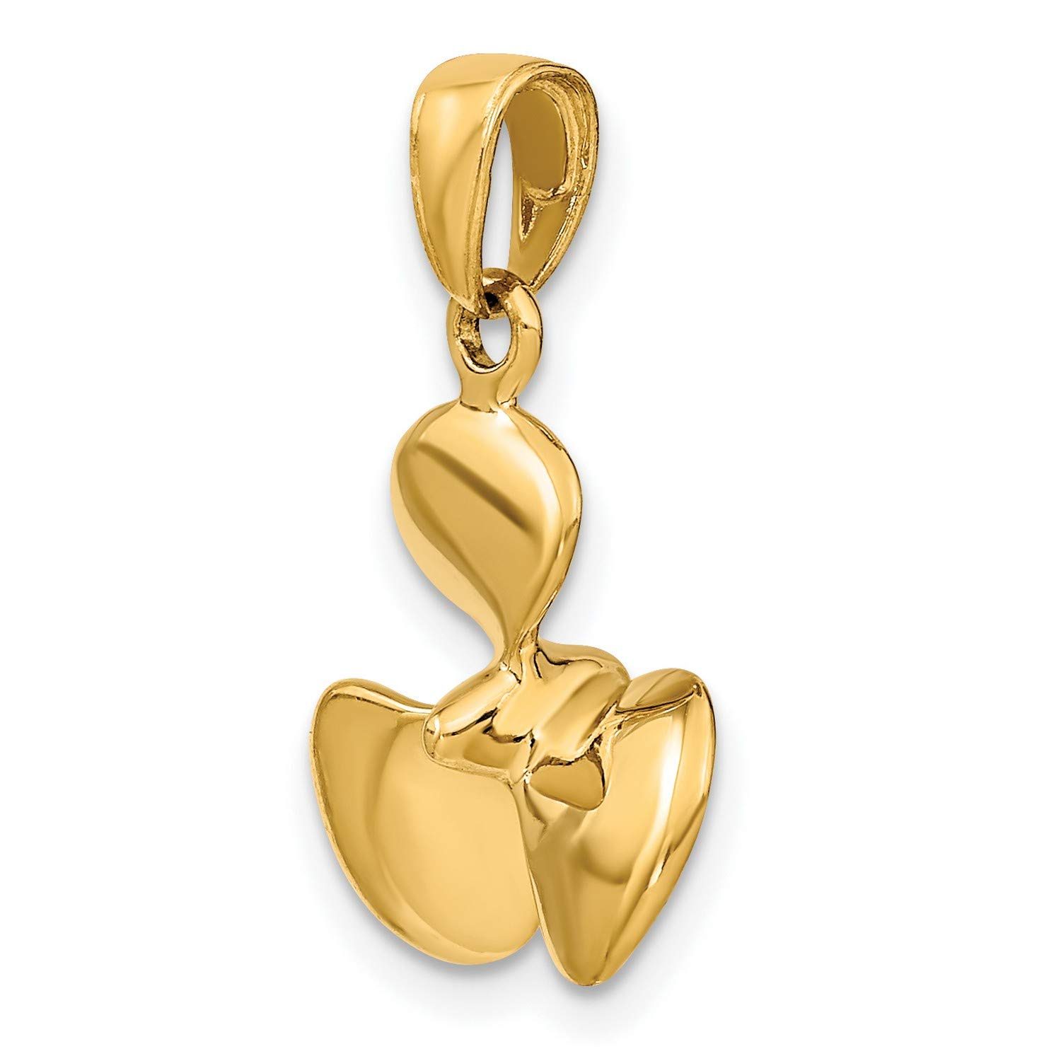 14K Yellow Gold 3D Boat Propeller Pendant Necklace - 22mm x 16mm Polished Nautical Jewelry for Men & Women - Perfect for Sailing Enthusiasts, Marine Lovers & Unique Gift Occasions