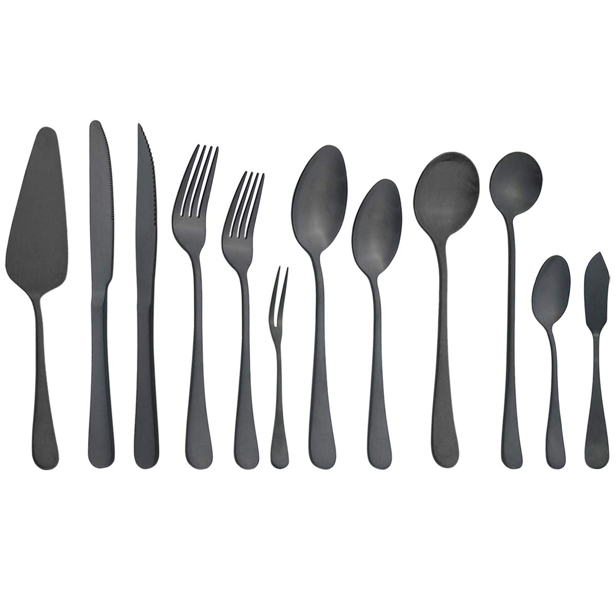 24-Piece Matte Black Silverware Set for 4 - Stainless Steel Flatware Set with Steak Knife, Fork & Spoon - Wedding & Housewarming Gift - Perfect for Dinner Parties, Holiday Meals & Formal Dining
