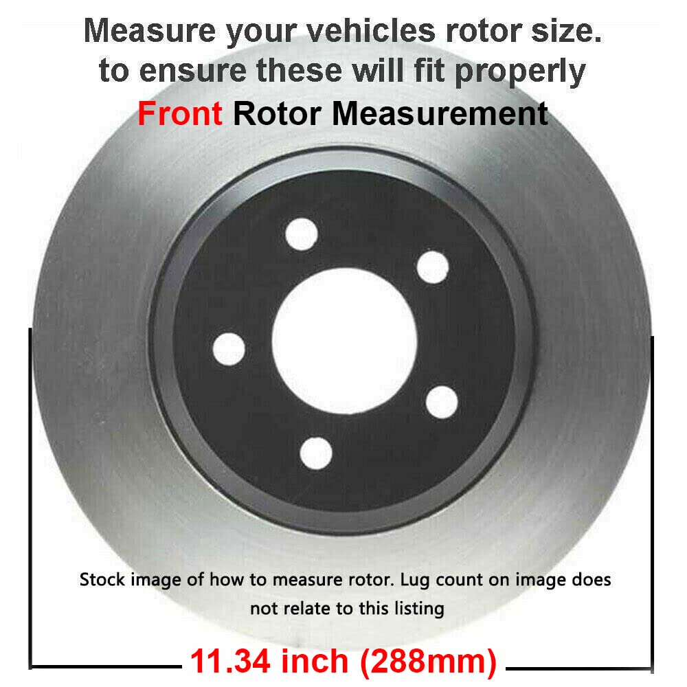 Detroit Axle Front Brake Kit for Volkswagen Jetta Golf EOS Audi A3 Quattro - Drilled & Slotted Brake Rotors & Ceramic Brake Pads (11.34 Inch) | High Performance Braking System for City Driving & Highway Safety
