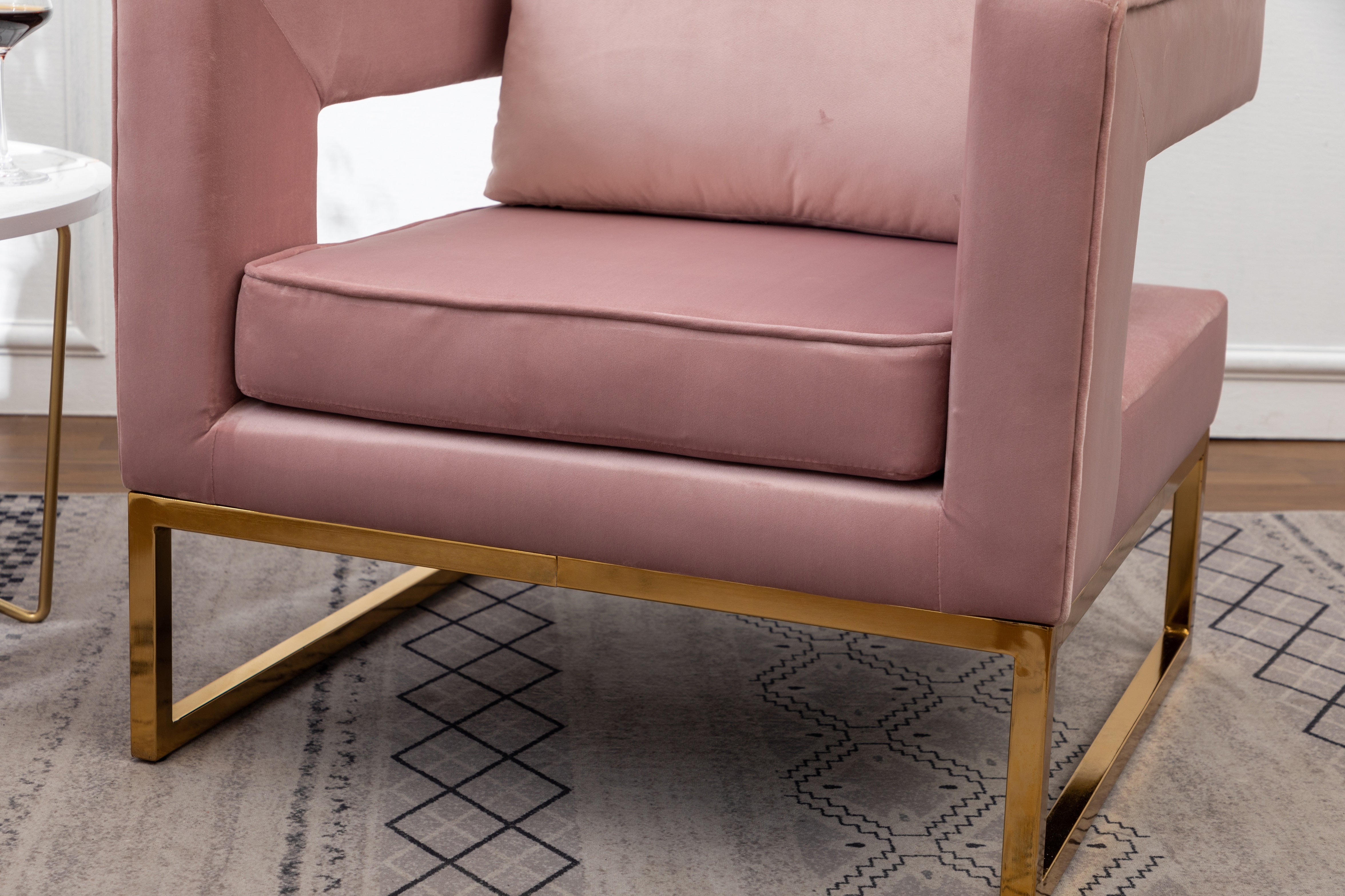 Roundhill Furniture Lenola Contemporary Upholstered Accent Arm Chair - Modern Living Room Chair for Home Office, Lounge & Reading Nook - Comfortable Fabric Armchair with Wooden Legs