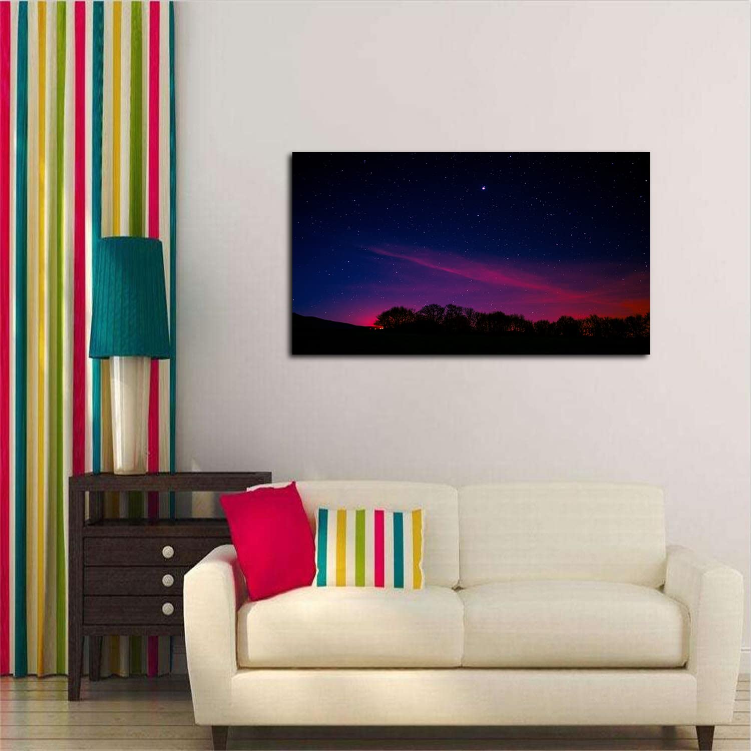 Northern Lights Canvas Art - Pink Aurora Wall Decor for Home & Office