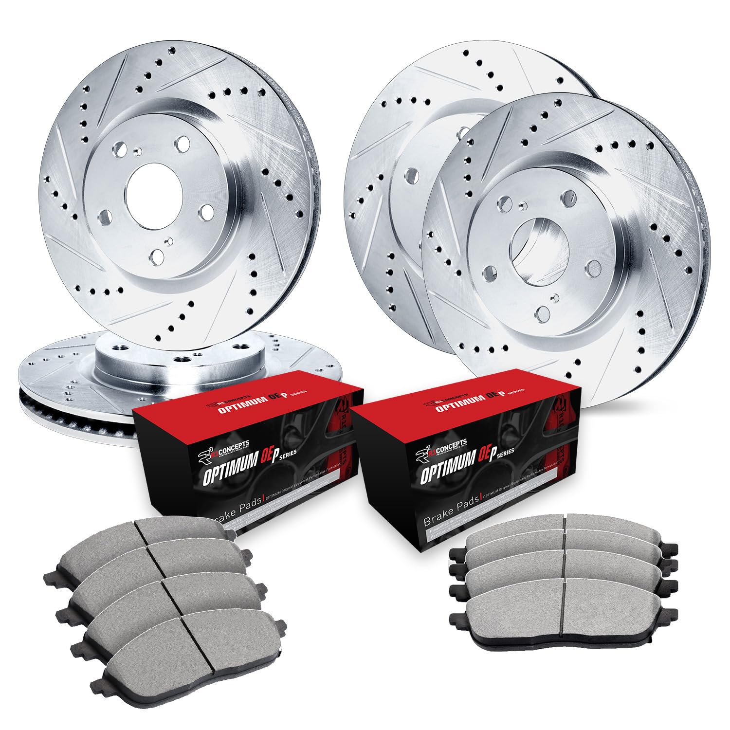 R1 Concepts Front & Rear Brake Pads and Rotors Kit - OE Replacement for 1990 Pontiac 6000 | High-Performance Braking System | Perfect for Daily Commuting, Highway Driving & Emergency Stops