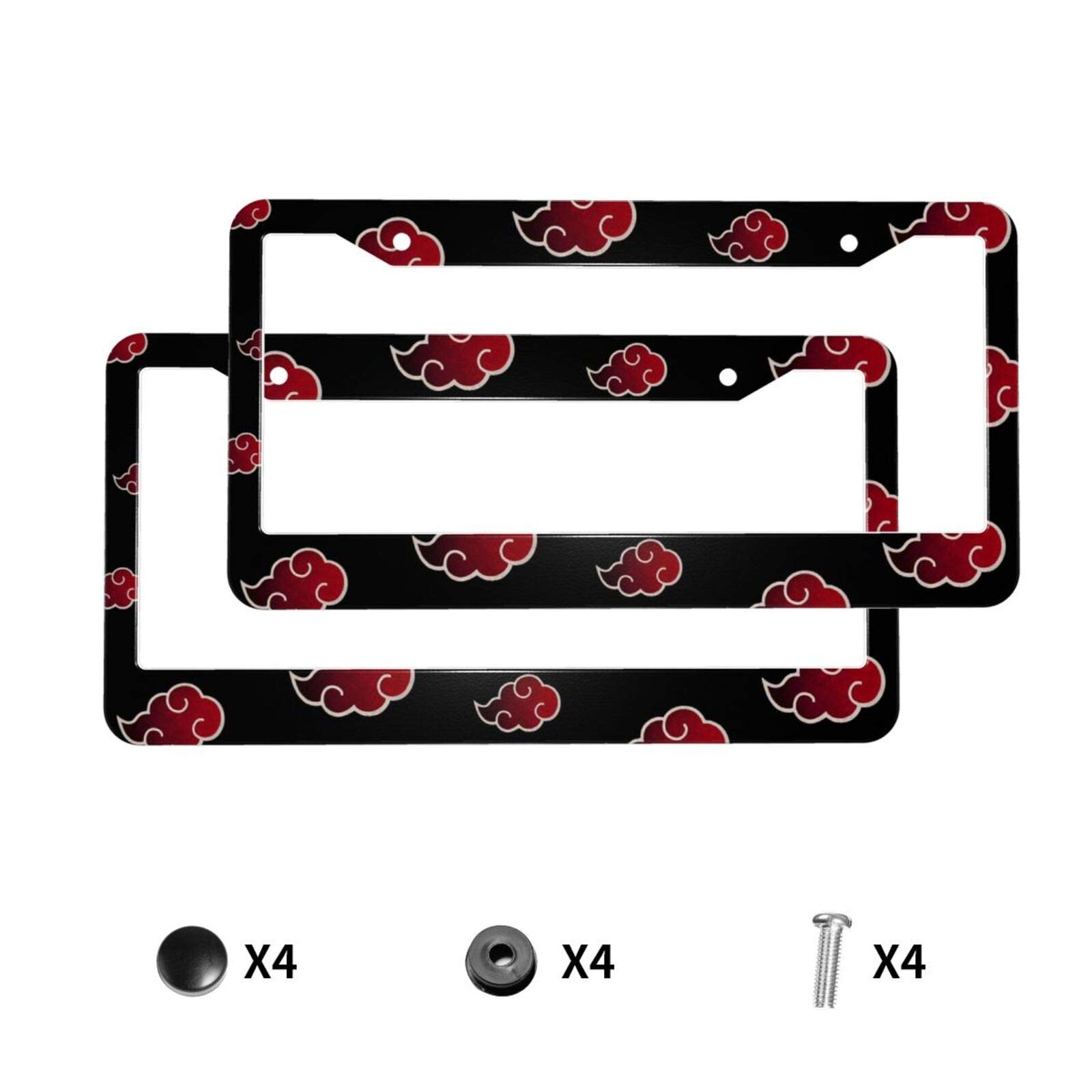 Premium Aluminum License Plate Frame with Screw Caps - 2 Pack 12.3