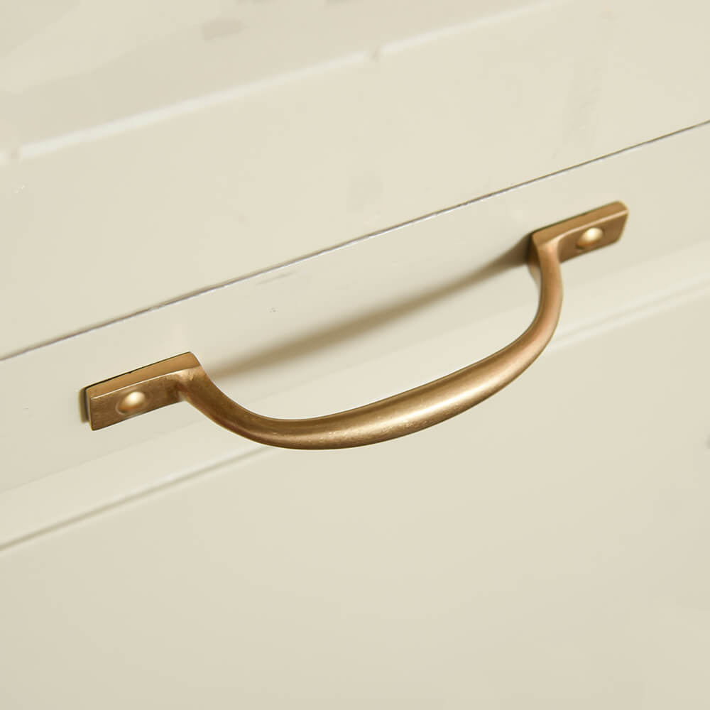 Vintage Aged Brass 'D' Shaped Cabinet Pull Handle - Antique Style Drawer Handle for Kitchen Cabinets, Dressers & Furniture (Set of 10) - Perfect for Home Renovation & DIY Projects