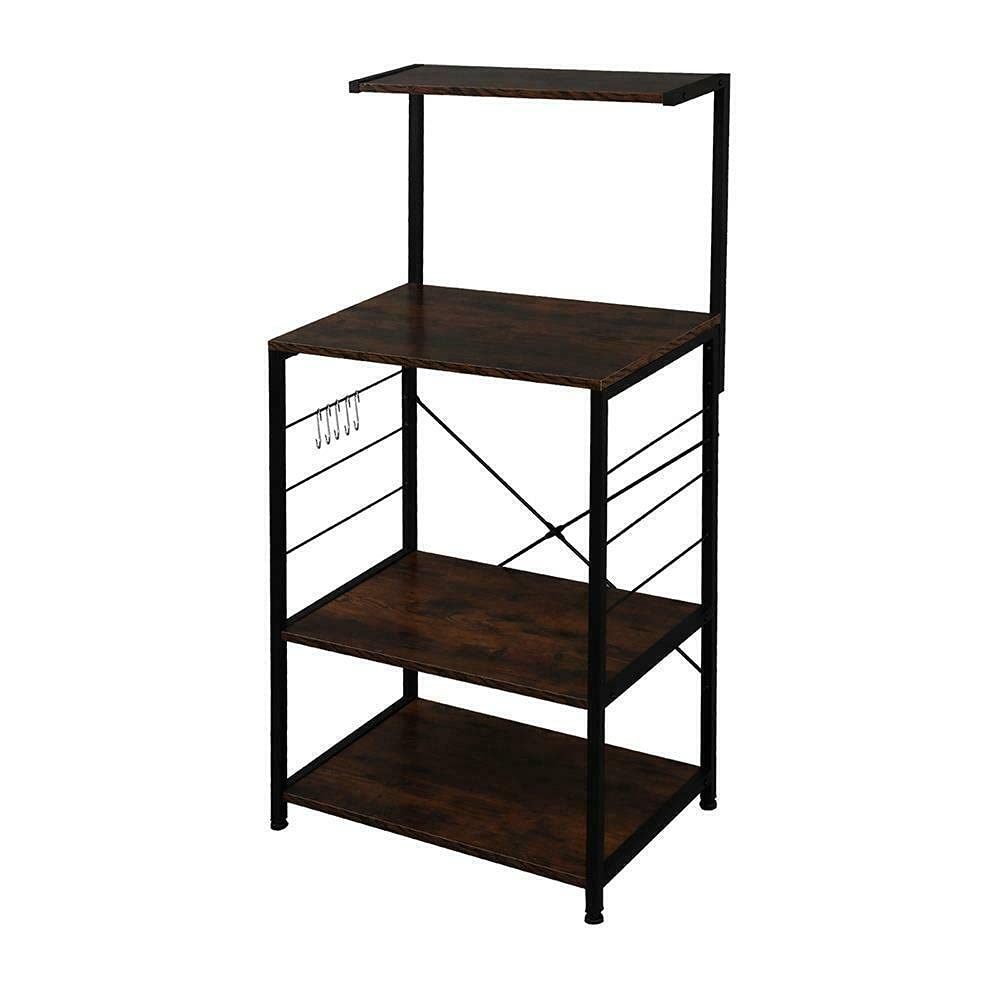 4-Tier Microwave Oven Cart with Wheels - Kitchen Storage Shelves Organizer for Small Spaces, Baker's Rack Stand for Pantry, Bathroom, Closet & Shoe Storage - Perfect for Apartments & Dorm Rooms