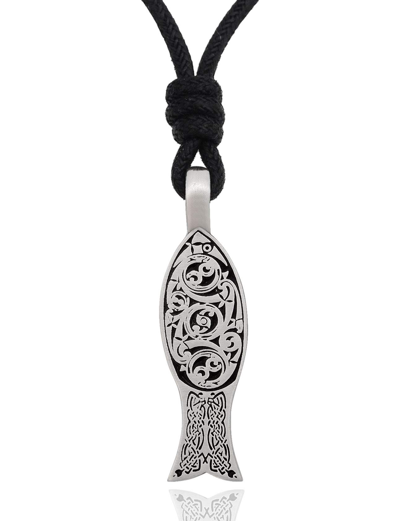Celtic Fish Silver Pewter Charm Necklace - Elegant Pendant Jewelry for Women, Men - Perfect for Gifts, Weddings, and Everyday Wear