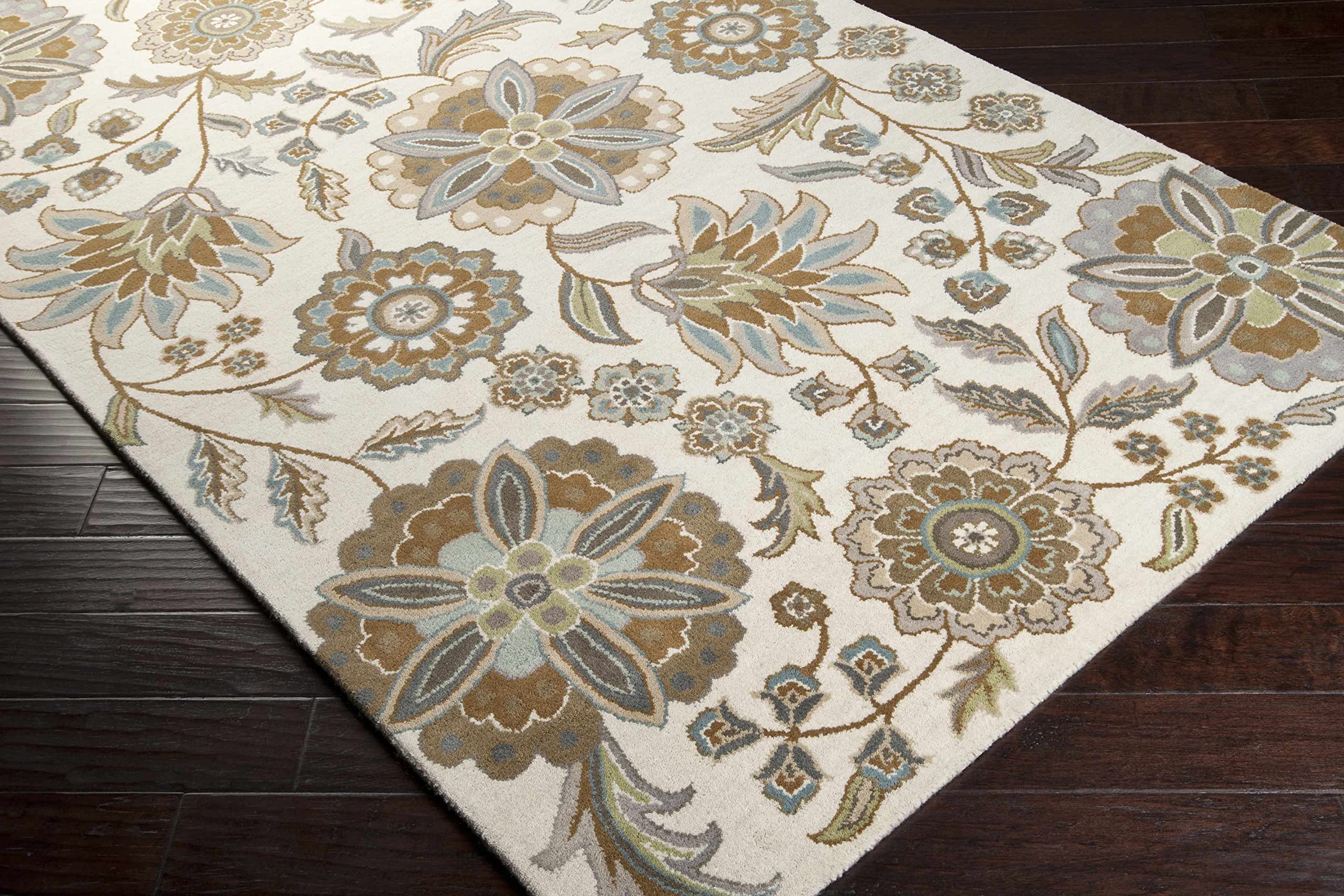 Hauteloom Mack Wool Area Rug for Living Room & Bedroom - Transitional Design in Blue, Gray, Brown - 6' Round Soft Rug - Perfect for Cozy Home Decor & Modern Interior Styling