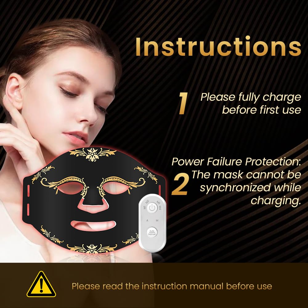 Red Light Therapy Mask - Wireless Portable LED Light Therapy Mask with 660nm & 850nm Dual Wavelength for Face Skin Rejuvenation - Perfect for Home Spa, Anti-Aging & Acne Treatment