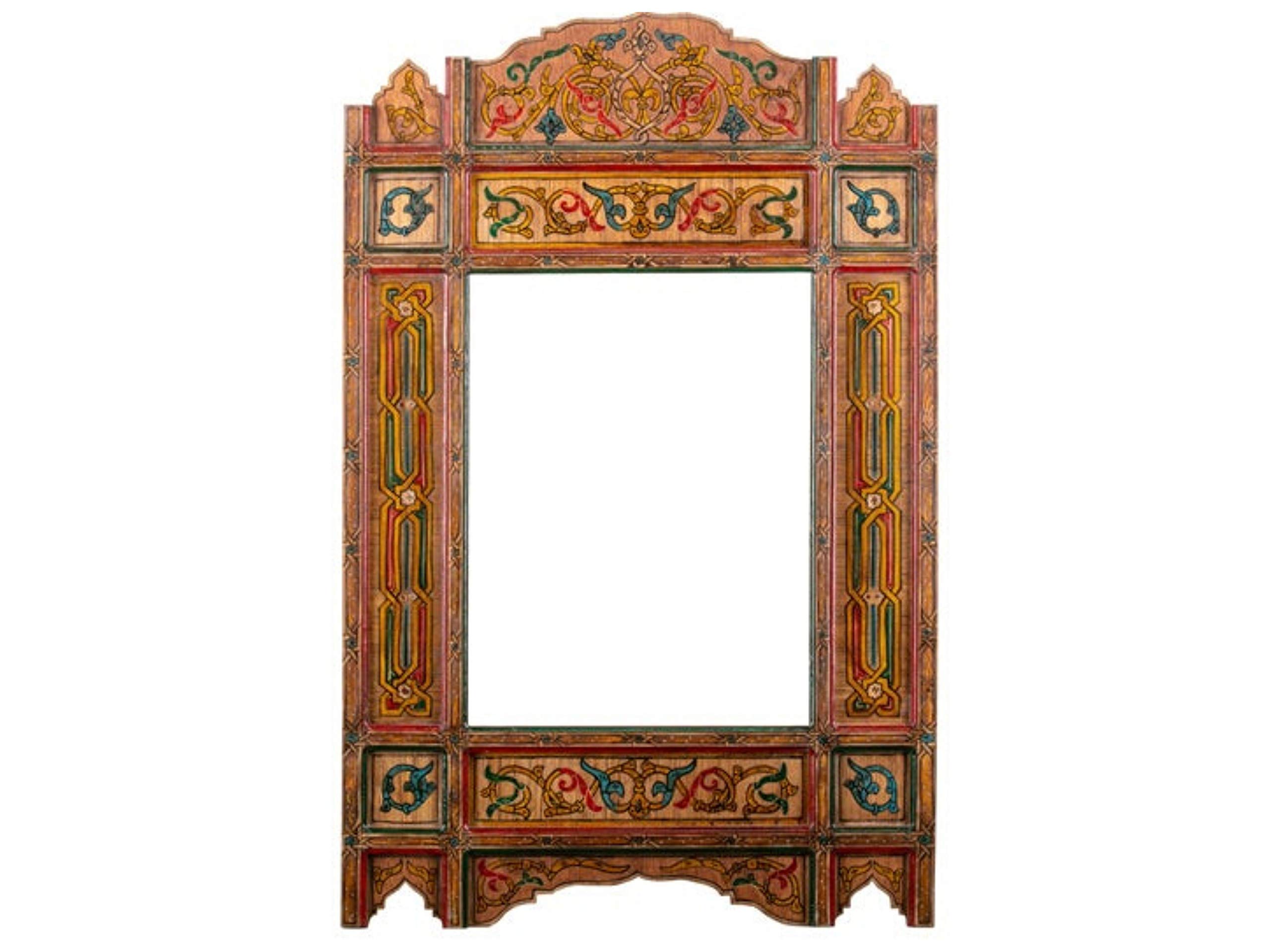 Handcrafted Moroccan Mirror Frame - Farmhouse Arch Mirror with Large Wooden Design - Rustic Bathroom & Red Brick Rectangular Hanging Wall Decor (Purple) - Perfect for Boho Home Decor, Living Room Accent & Bedroom Statement Piece