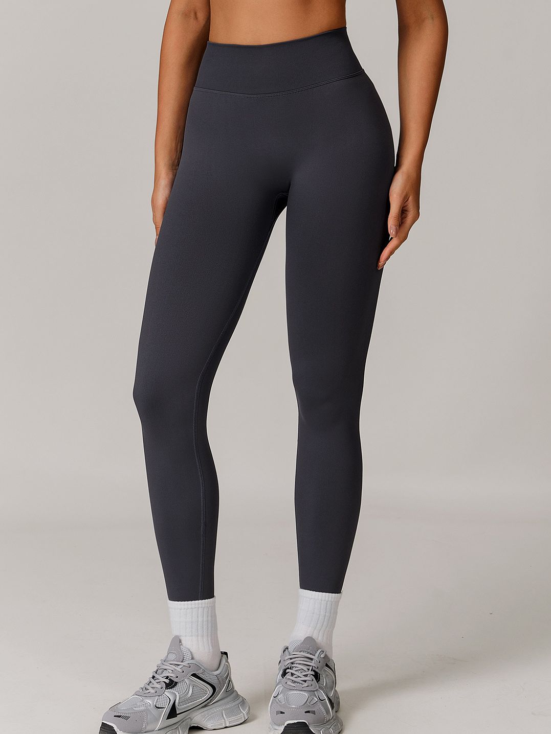 ZASUWA Women's Seamless Solid Color High Waist Yoga Leggings - Elastic Tummy Control Workout Pants for Running, Gym & Lounge Wear