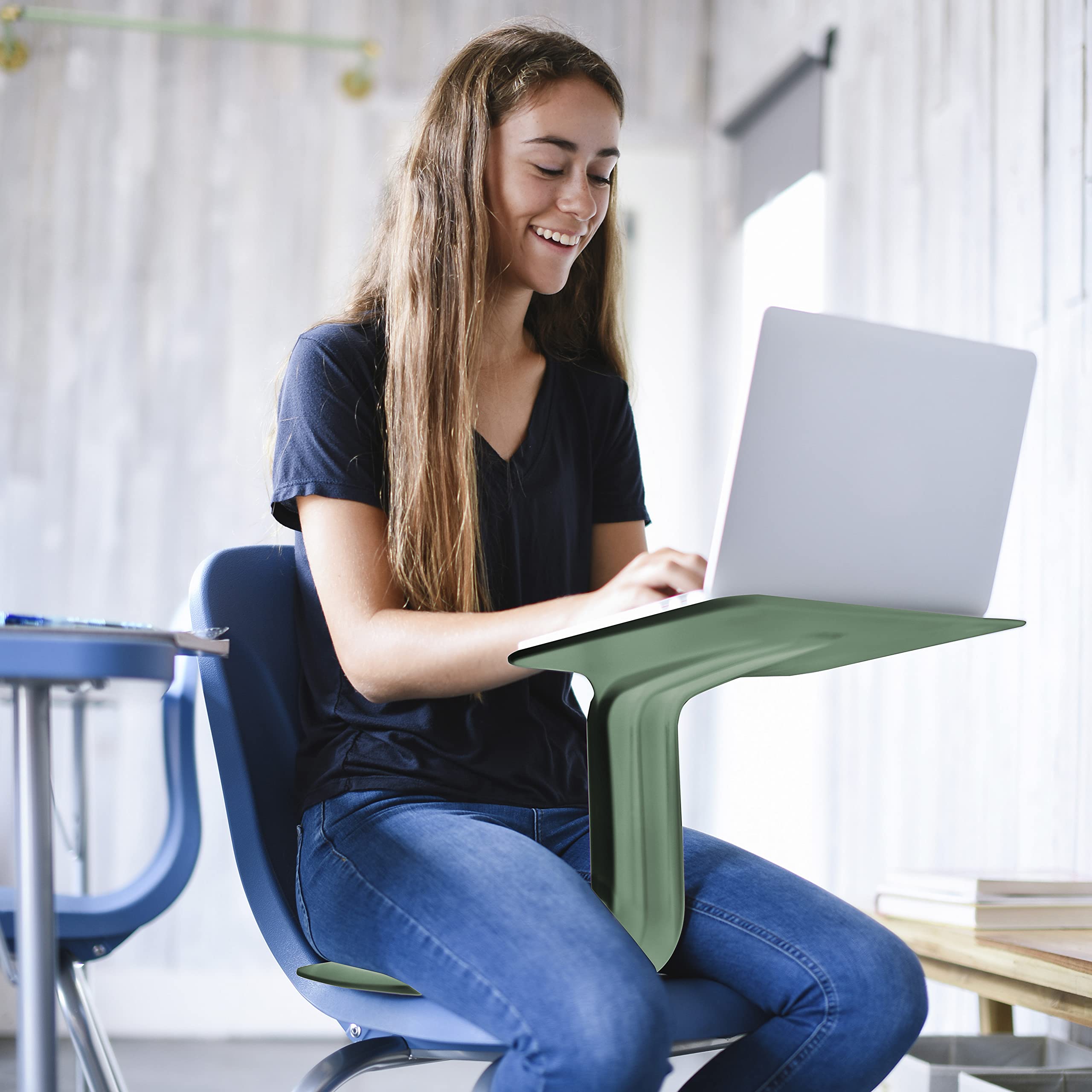 ECR4Kids The Surf Portable Lap Desk for Kids - Lightweight & Adjustable Study Table for Home, School, or Travel - Flexible Seating Classroom Furniture in Sage Green