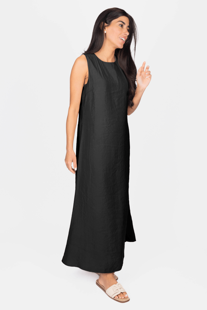 VEDA Women's Elegant Black Dress - Casual & Formal Wear for Office, Party & Evening Events