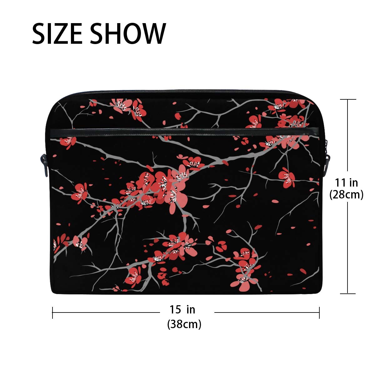 ALAZA Cherry Blossom Floral Laptop Sleeve Case - Convertible Crossbody Messenger Bag with Strap Pocket for MacBook Air Pro, Dell, HP, Lenovo 14-15.4 Inch - Perfect for Work, School & Travel Protection