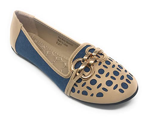 Victoria K Women's Ballet Flats - Comfortable Slip-On Casual Shoes with Cushion for Work & Everyday Wear | Denim & Zipper Style Options | Perfect for Fall, Winter & Spring Seasons | Office, Walking & Travel Shoes