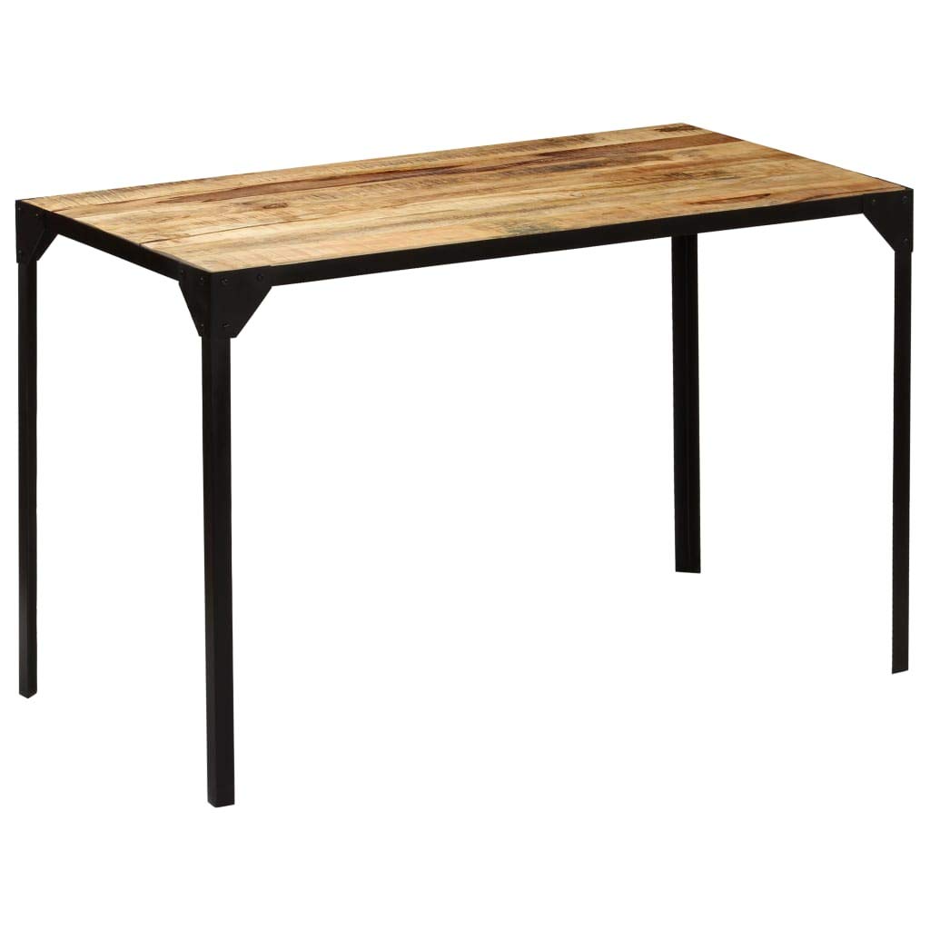 Solid Mango Wood & Steel Rectangular Dining Table 47.2
