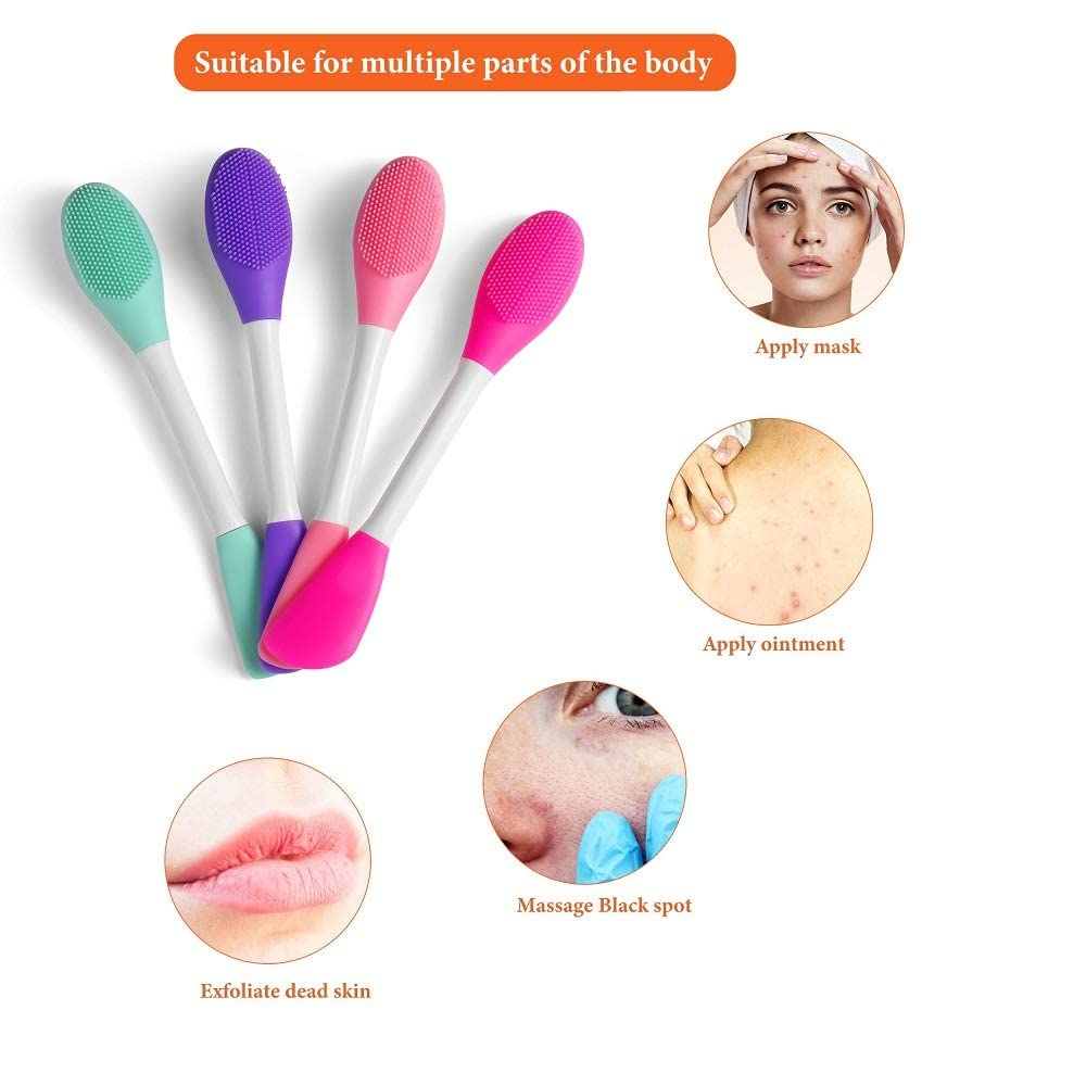 Zoxito Double-Ended Silicone Face Mask Brush - Professional Makeup Applicator for Mud, Clay & Charcoal Masks | Soft Beauty Tool for Cream & Lotion Application | Perfect for Spa, Home Facial & Skincare Routine