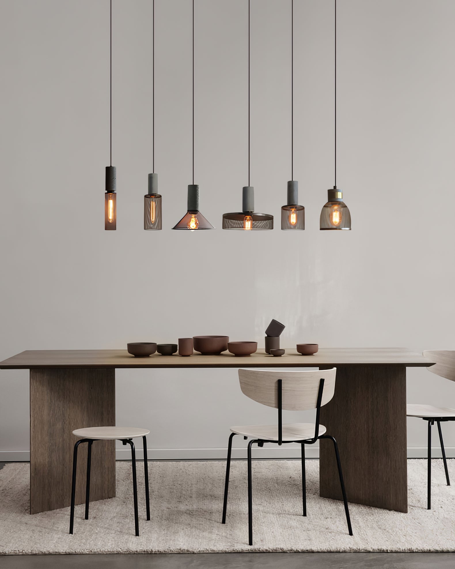 Modern Cement Mesh Pendant Light - Industrial Style Hanging Lamp for Kitchen Island, Dining Room & Bedroom Decor - Dimmable Edison Bulb Compatible