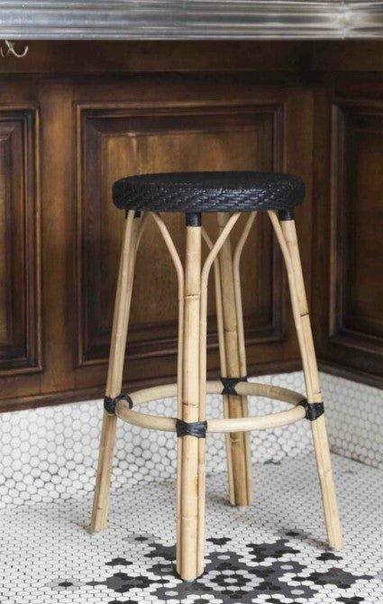 Backless Bistro Style Woven Counter Stool - Modern Kitchen & Bar Height Stool with Durable Wicker Seat - Available in Multiple Colors for Dining, Kitchen Island & Outdoor Patio Use