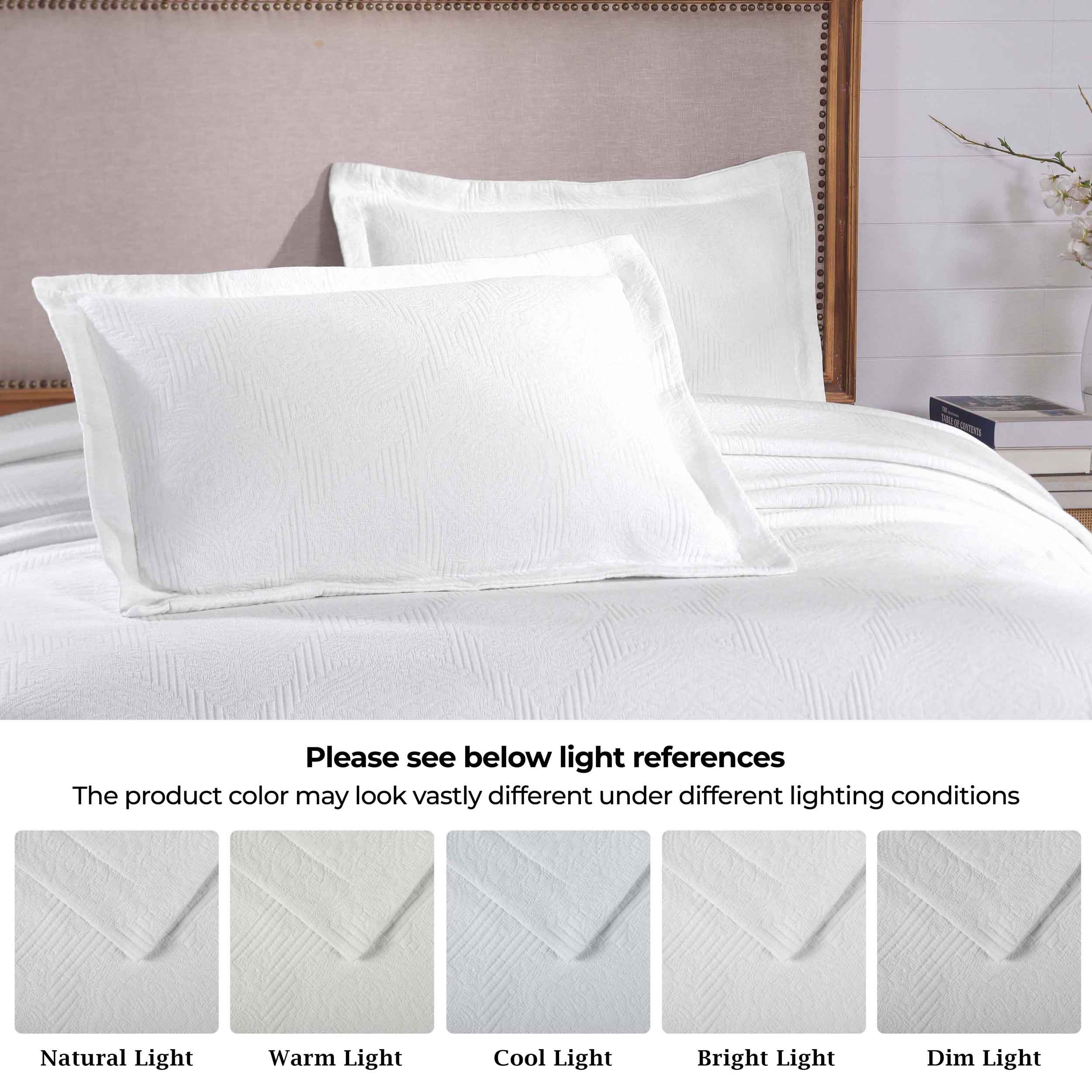Victory Cotton Matelasse Bedspread Set with Scrolling Medallion Design - Lightweight & Breathable Queen Size Bed Cover - Perfect for Master Bedroom, Guest Room & Luxury Hotel Decor