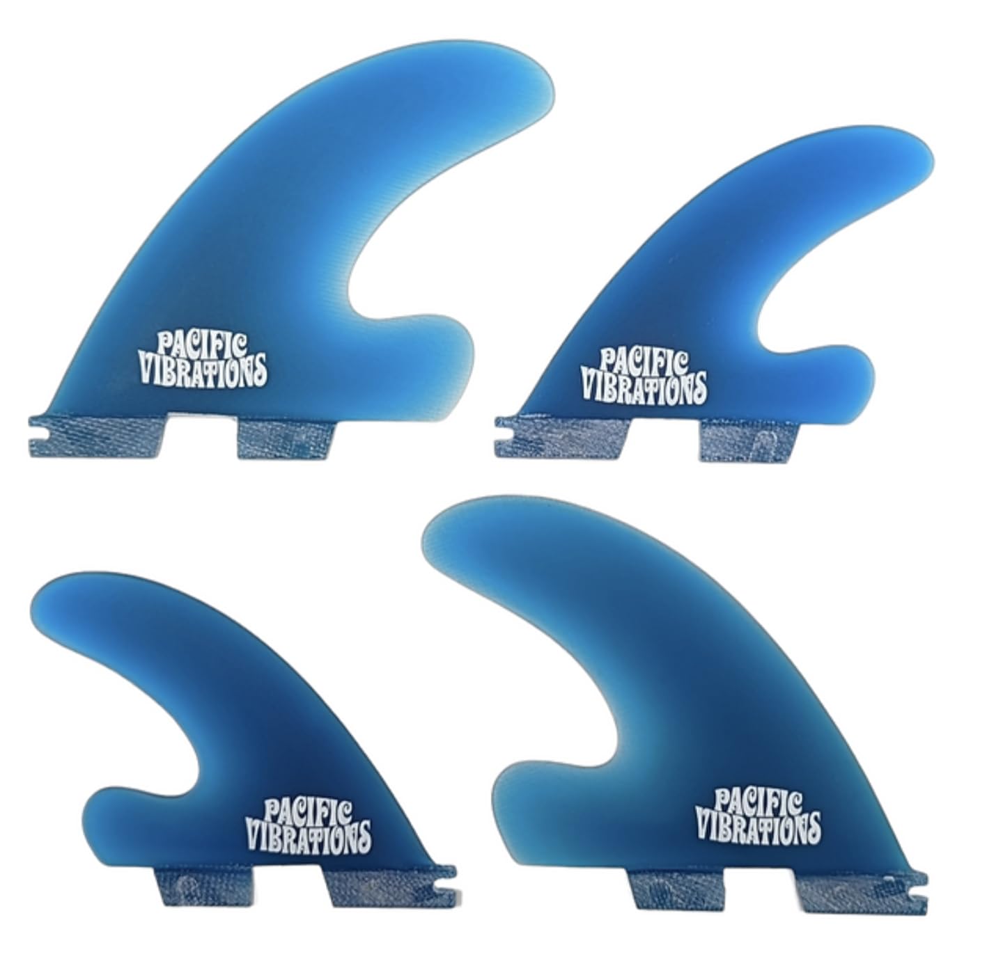 Premium FCS2 Compatible J-Drive Quad Surfboard Fins Set - 4 Fiberglass Resin Fins in Vibrant Blue | High-Performance for Shortboards & Performance Surfing