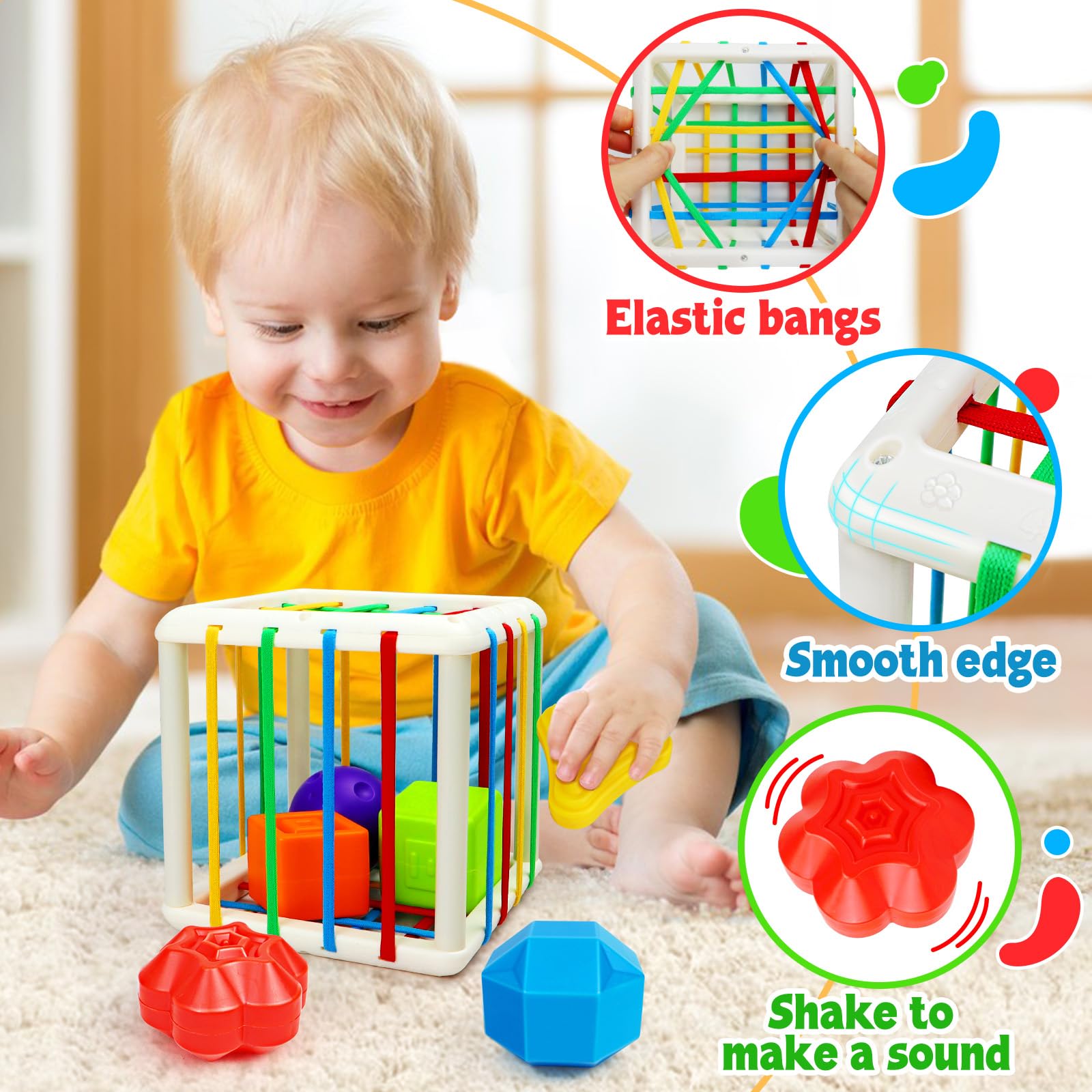 Montessori Baby Toys 6-12 Months - Sensory Stacking Blocks & Teething Toys for Infants | Learning Educational Toys for 6-18 Month Old Boys & Girls | Perfect for Early Development, Playtime & Baby Shower Gifts