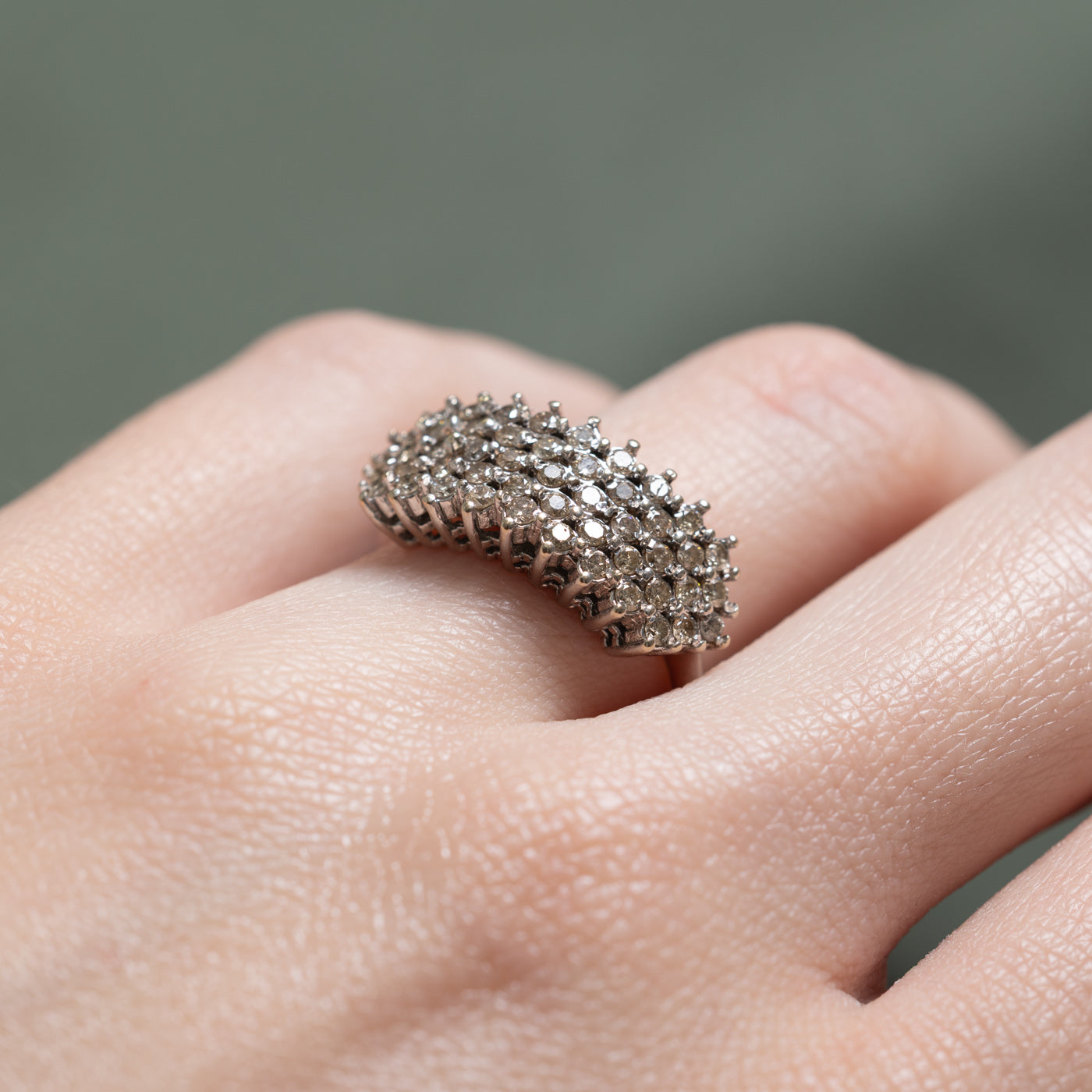 0.70ctw Multi Row Diamond Cluster Ring for Women - Size 7.25 | Elegant Wedding, Engagement, Anniversary Gift | Perfect for Bridal, Party & Special Occasions