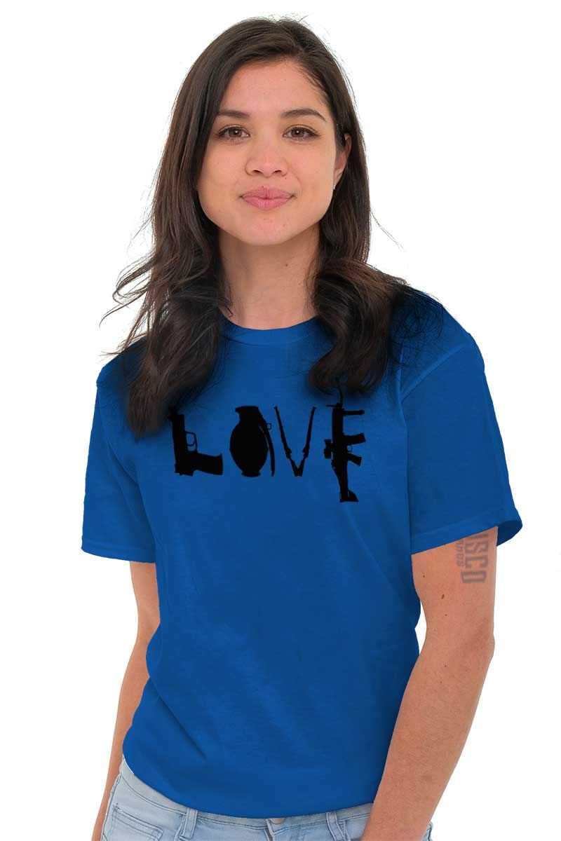Love Pistol Rifle Arms Owner America Women's Graphic T-Shirt | Patriotic Gun Rights Tee for Shooting Range & Outdoor Activities