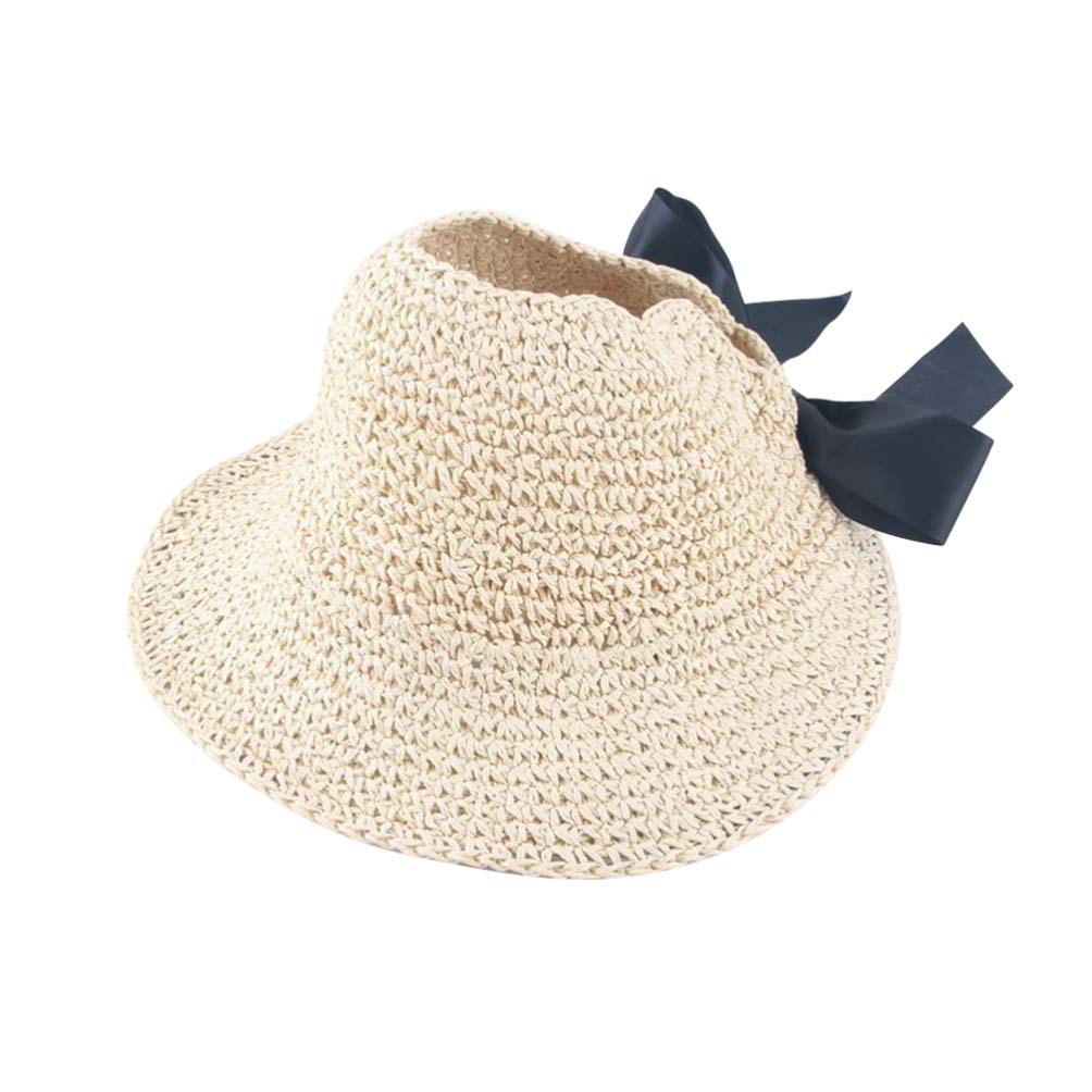 TENDYCOCO Kids Sun Protection Hat - UV Shield Straw Visor for Baby & Toddler, Summer Beach Sun Hat (Khaki) | Perfect for Outdoor Play, Pool Days & Family Vacations