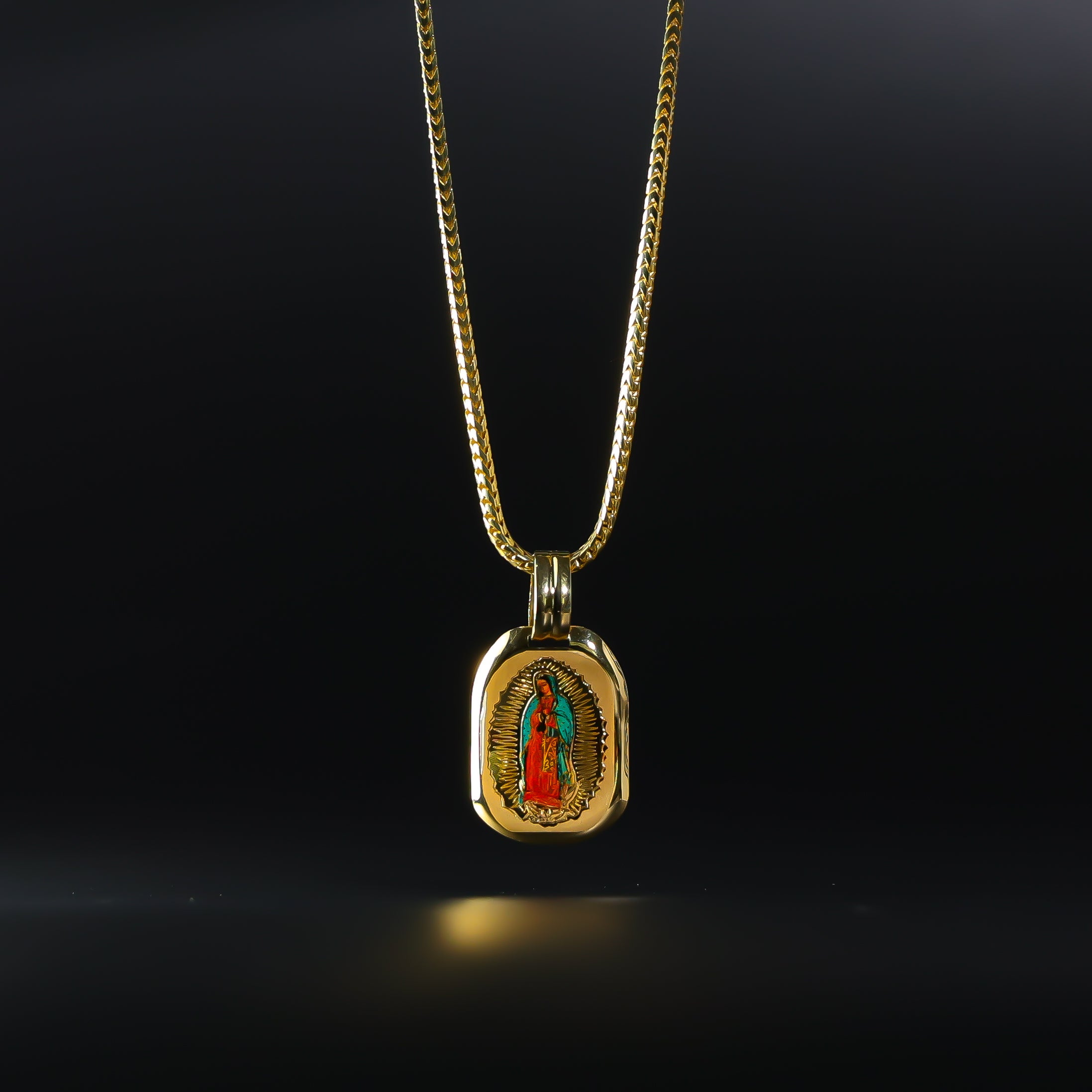14K Gold Guadalupe Virgin Mary Enamel Pendant Necklace - Model 0145 | Religious Jewelry Gift for Women, Baptism, First Communion & Everyday Wear