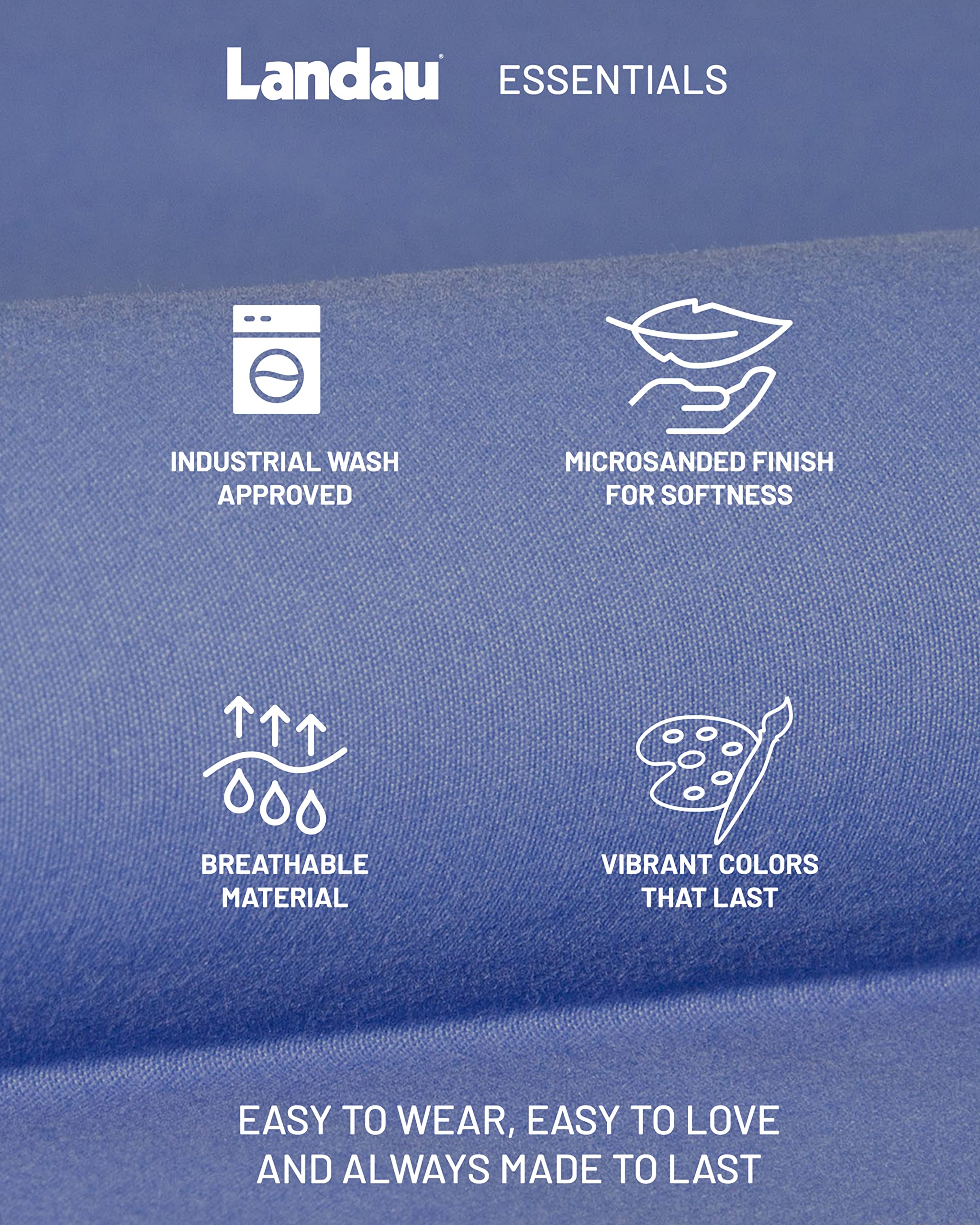 Landau Essentials 8385 Ceil Blue XS - Premium Medical Scrubs for Healthcare Professionals | Comfortable & Durable Workwear for Nurses, Doctors & Dentists