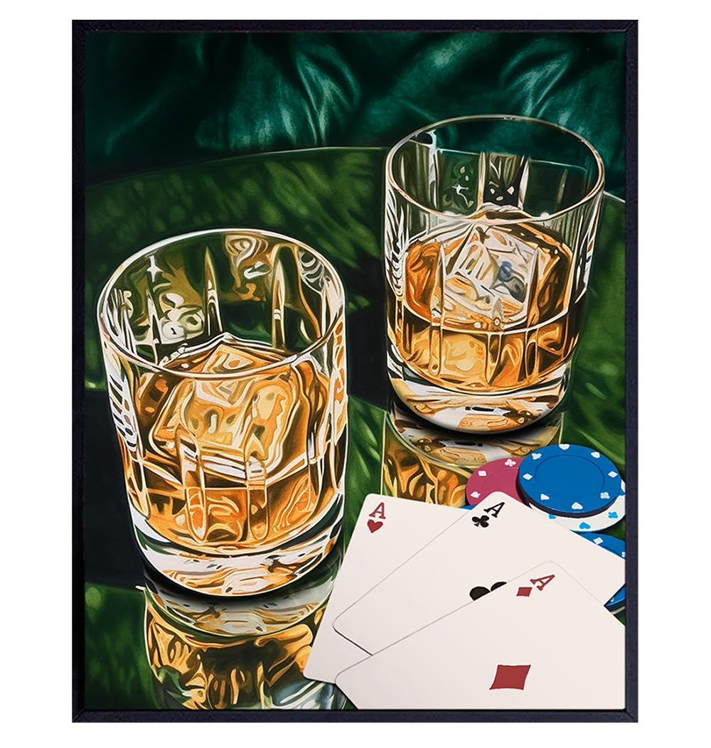 Vintage Playing Card Wall Art Posters - Retro Bar Decor for Men, Man Cave & Game Room - Masculine Poker Art Prints for Garage, Living Room & Den - Perfect for Home Bars, Poker Nights & Themed Parties