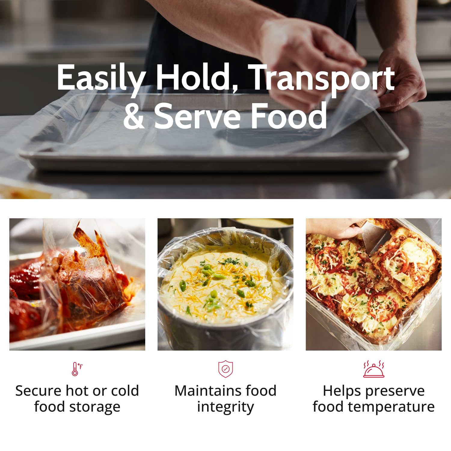 Disposable Half Pan Liners 12.5x5.5 Inch - Oven Safe up to 400°F, Perfect for Buffet Serving, Catering & Hotel Use - Easy Clean Up PanSaver Clear Plastic Pan Covers for Food Safety & Convenience